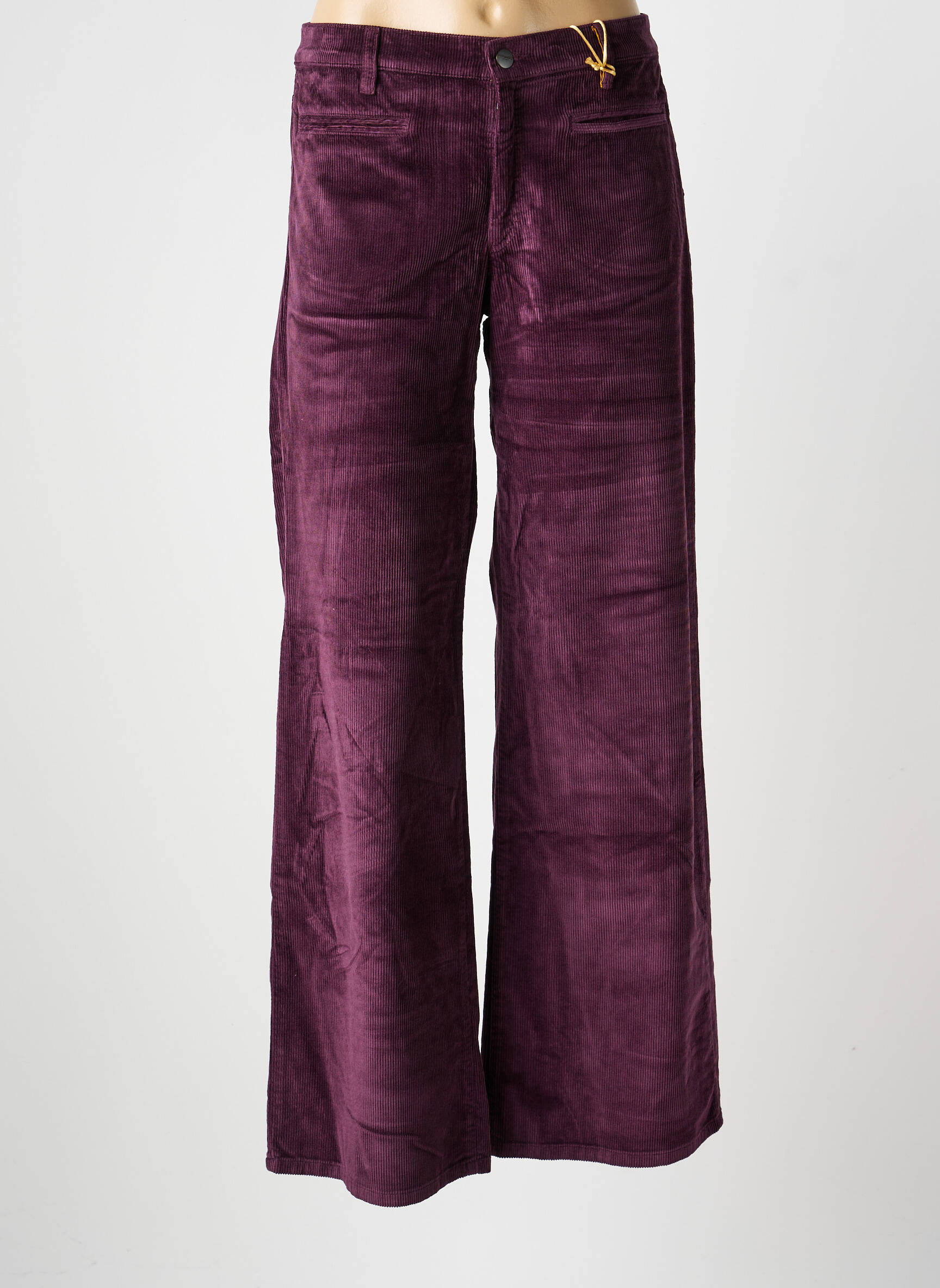 Pantalon droit fermeture zippée sous rabat boutonné taille normale violet COUTURIST femme