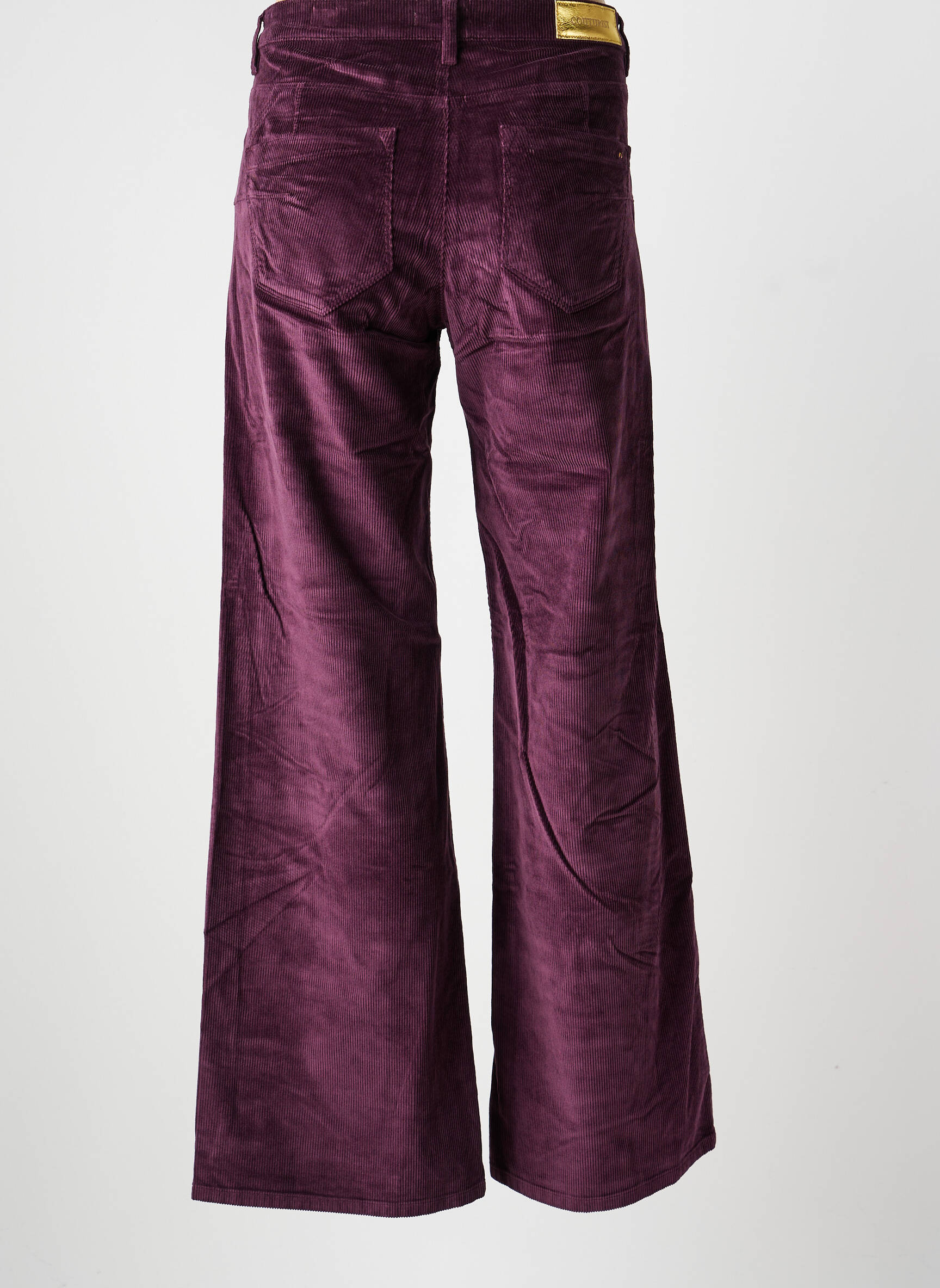 Pantalon droit fermeture zippée sous rabat boutonné taille normale violet COUTURIST femme