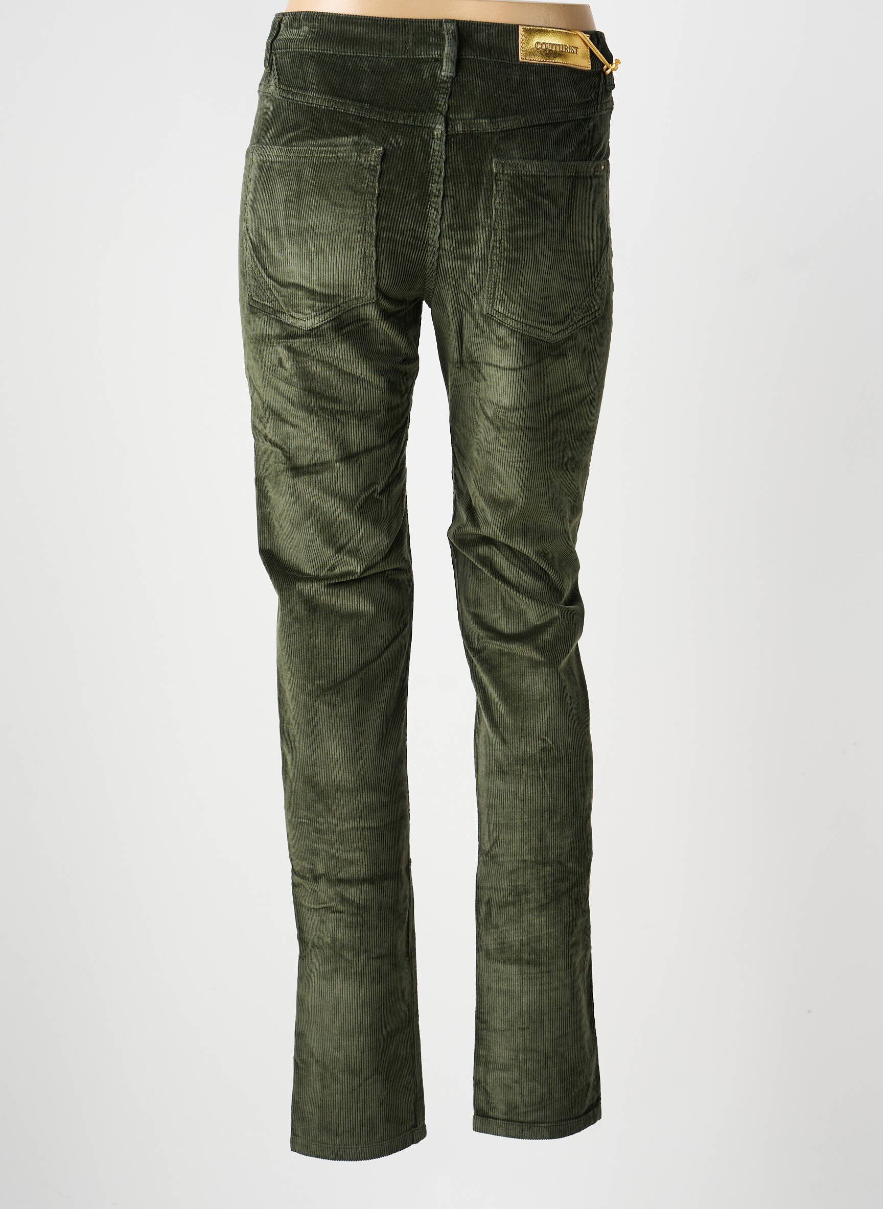 Pantalon slim stretch taille normale vert fonce COUTURIST femme
