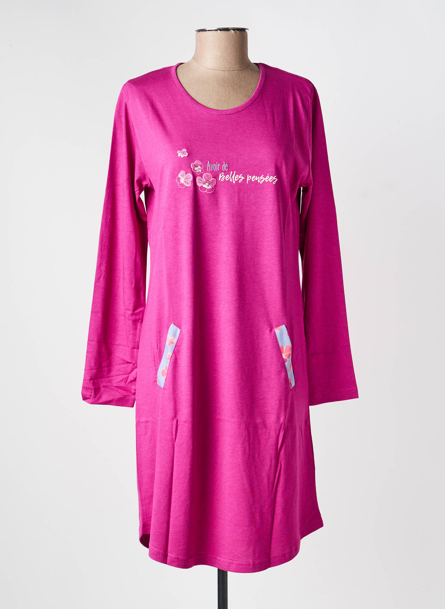 Chemise de nuit manches longues violet ROSE POMME femme