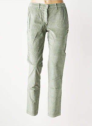 Pantalon chino fermeture zippée sous rabat boutonné taille normale vert COUTURIST femme