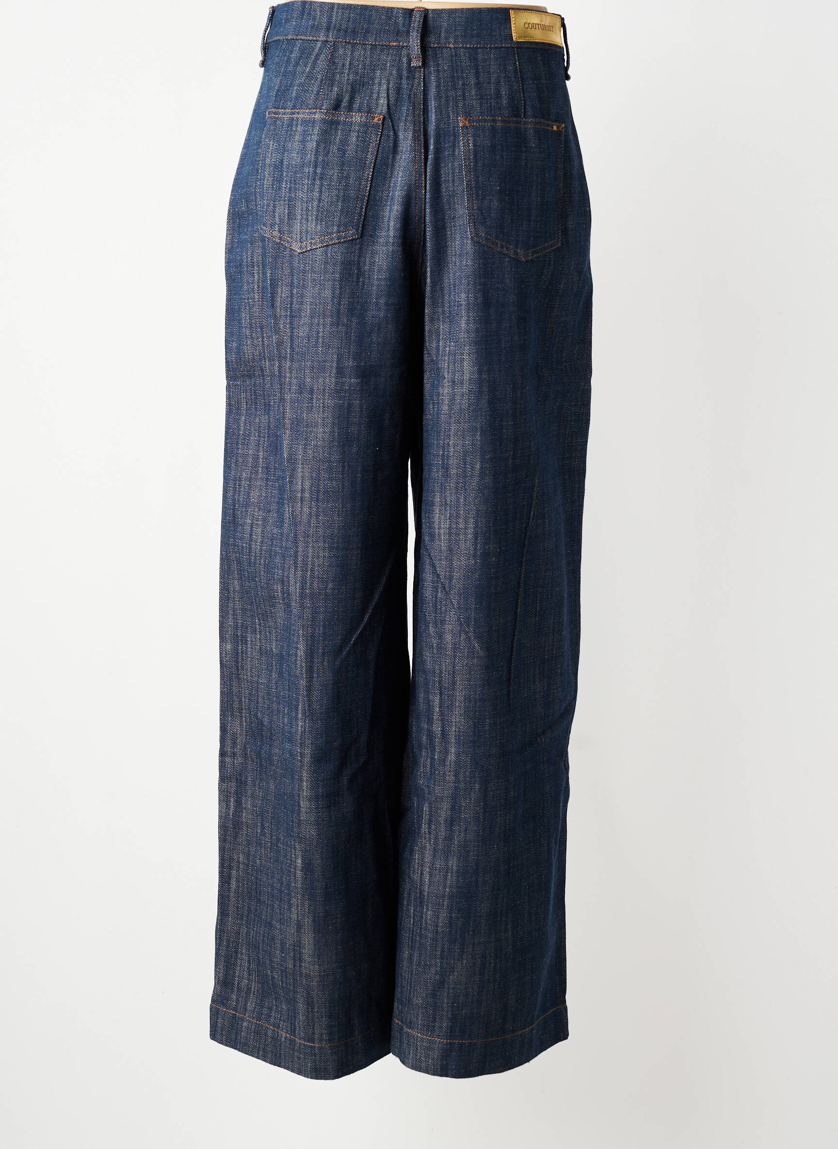 Jeans coupe large taille à pinces taille haute bleu COUTURIST femme