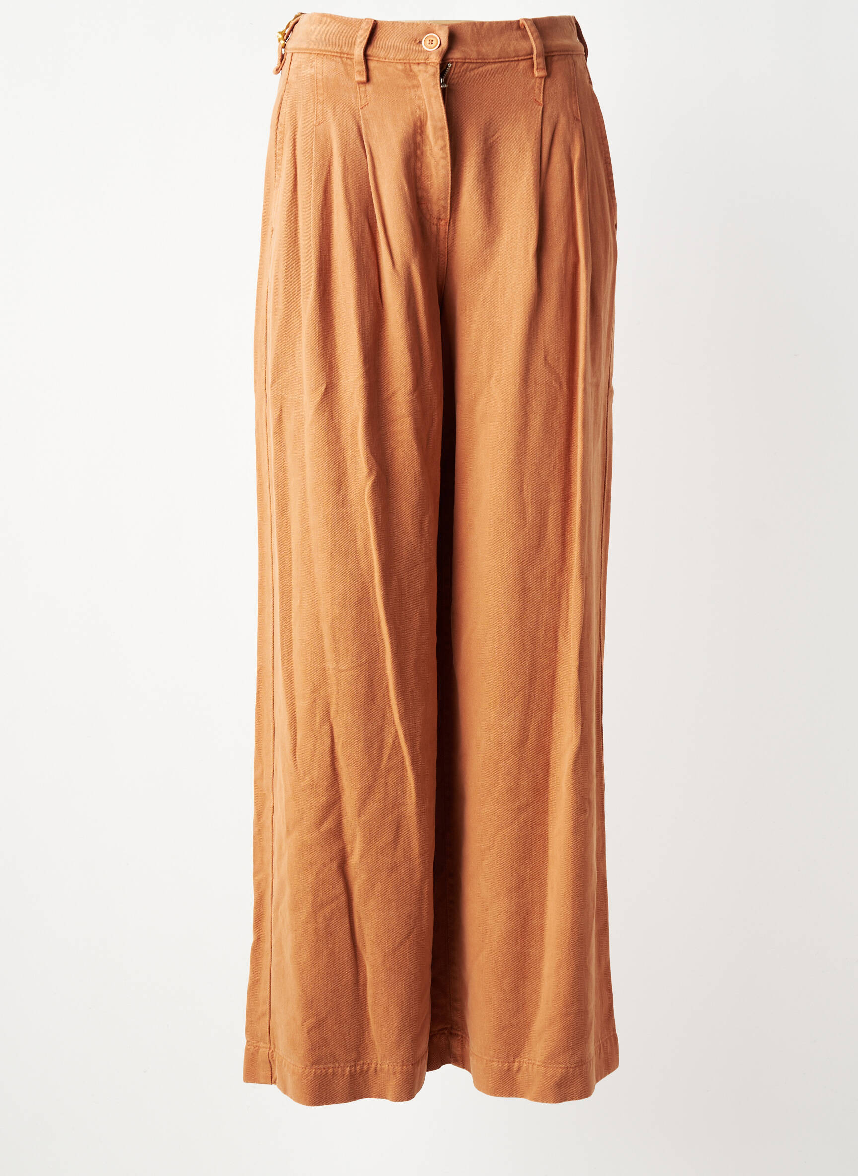 Jeans coupe large taille à pinces taille haute orange COUTURIST femme