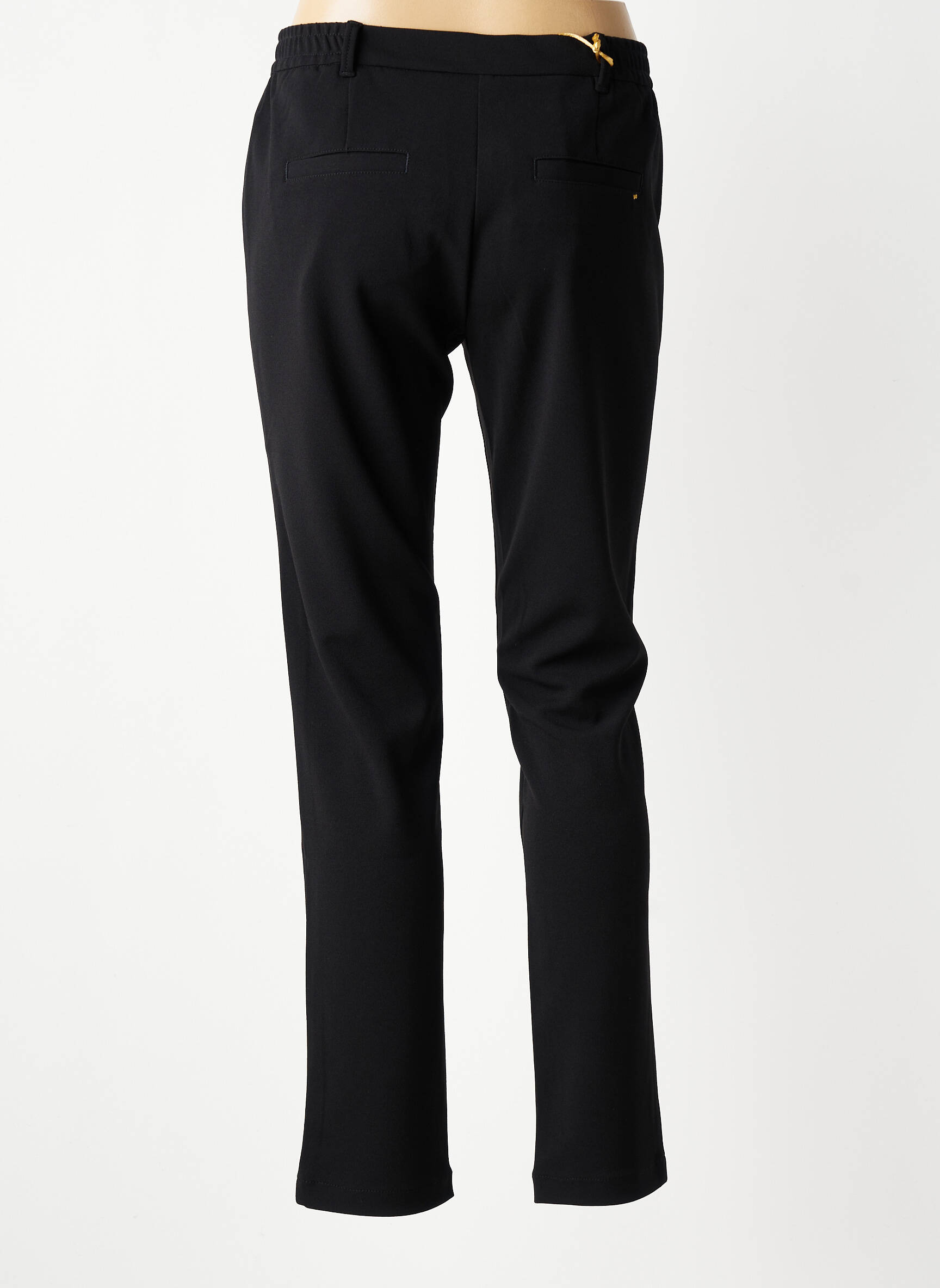 Pantalon chino fermeture zippée sous rabat boutonné taille normale noir COUTURIST femme
