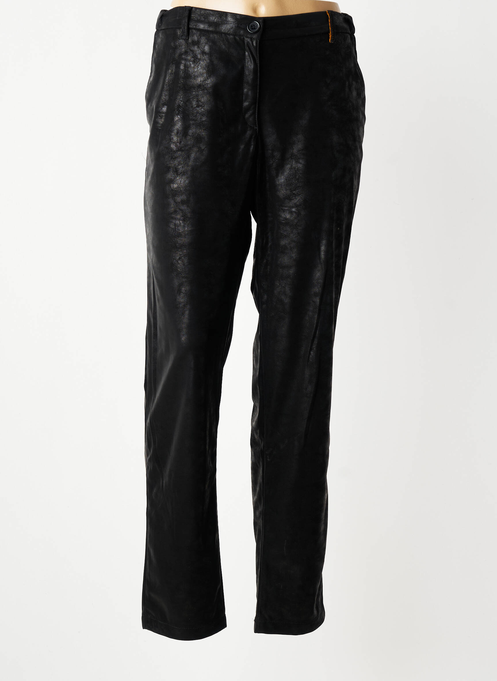Pantalon chino fermeture zippée sous rabat boutonné noir COUTURIST femme
