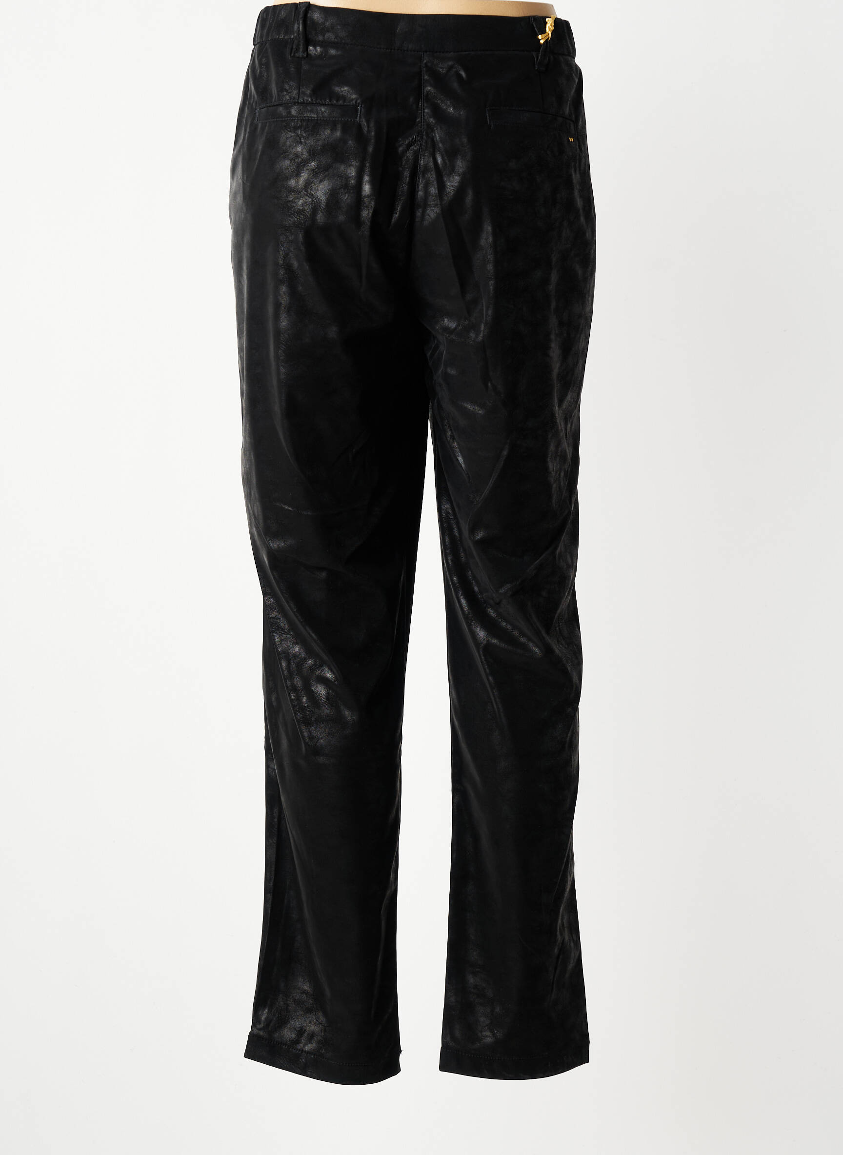 Pantalon chino fermeture zippée sous rabat boutonné noir COUTURIST femme