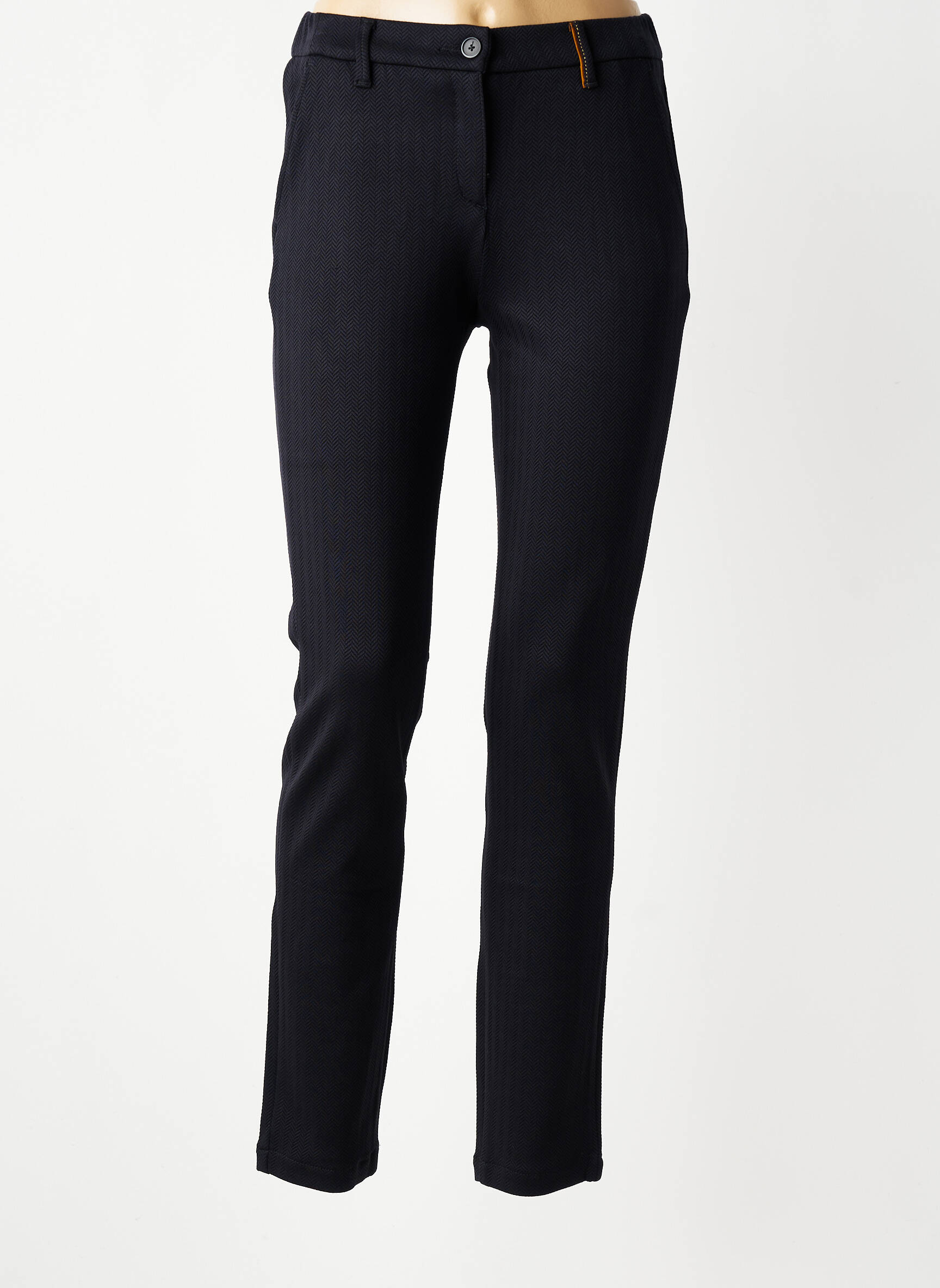 Pantalon chino fermeture zippée sous rabat boutonné taille normale noir COUTURIST femme