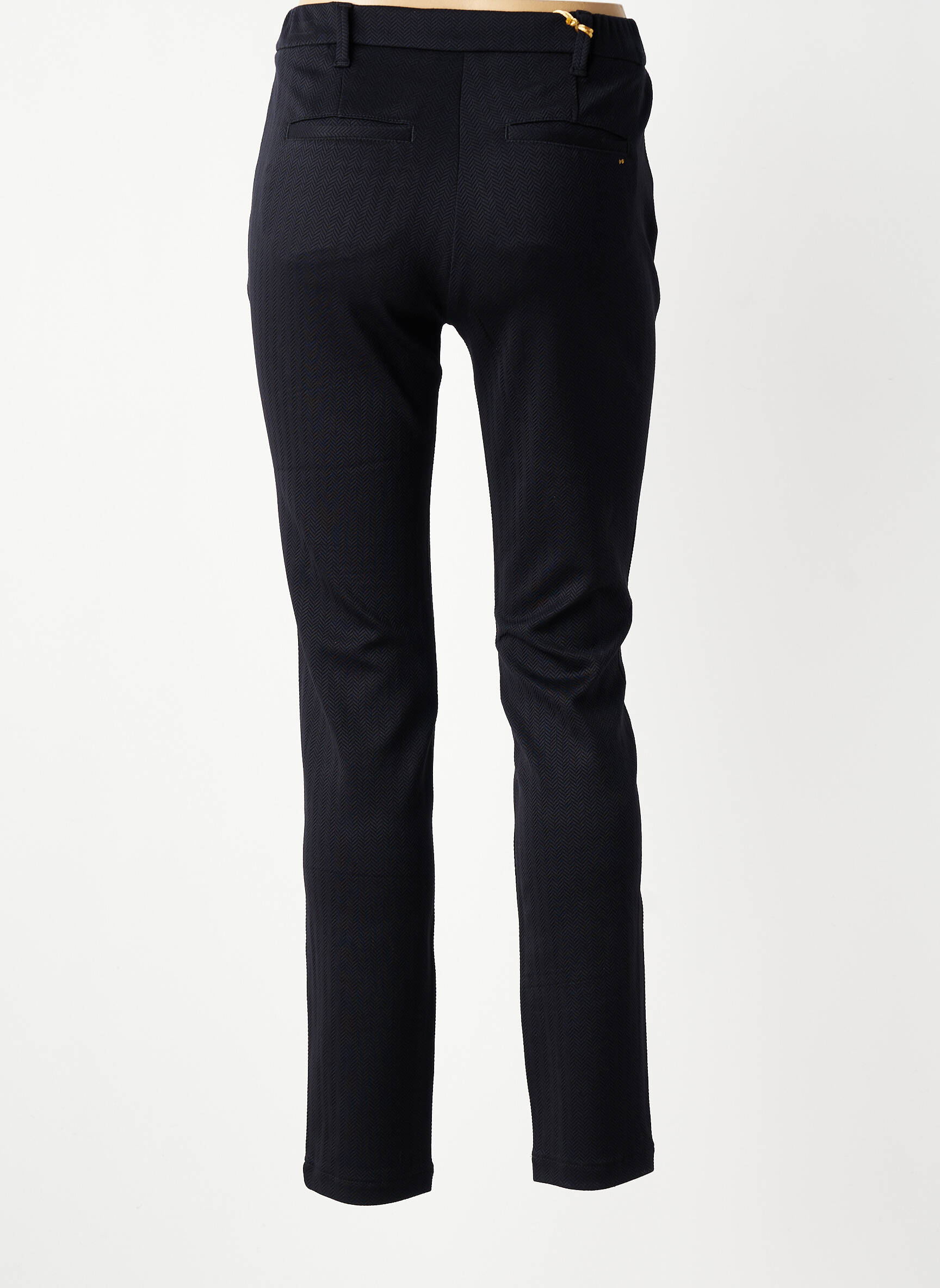 Pantalon chino fermeture zippée sous rabat boutonné taille normale noir COUTURIST femme