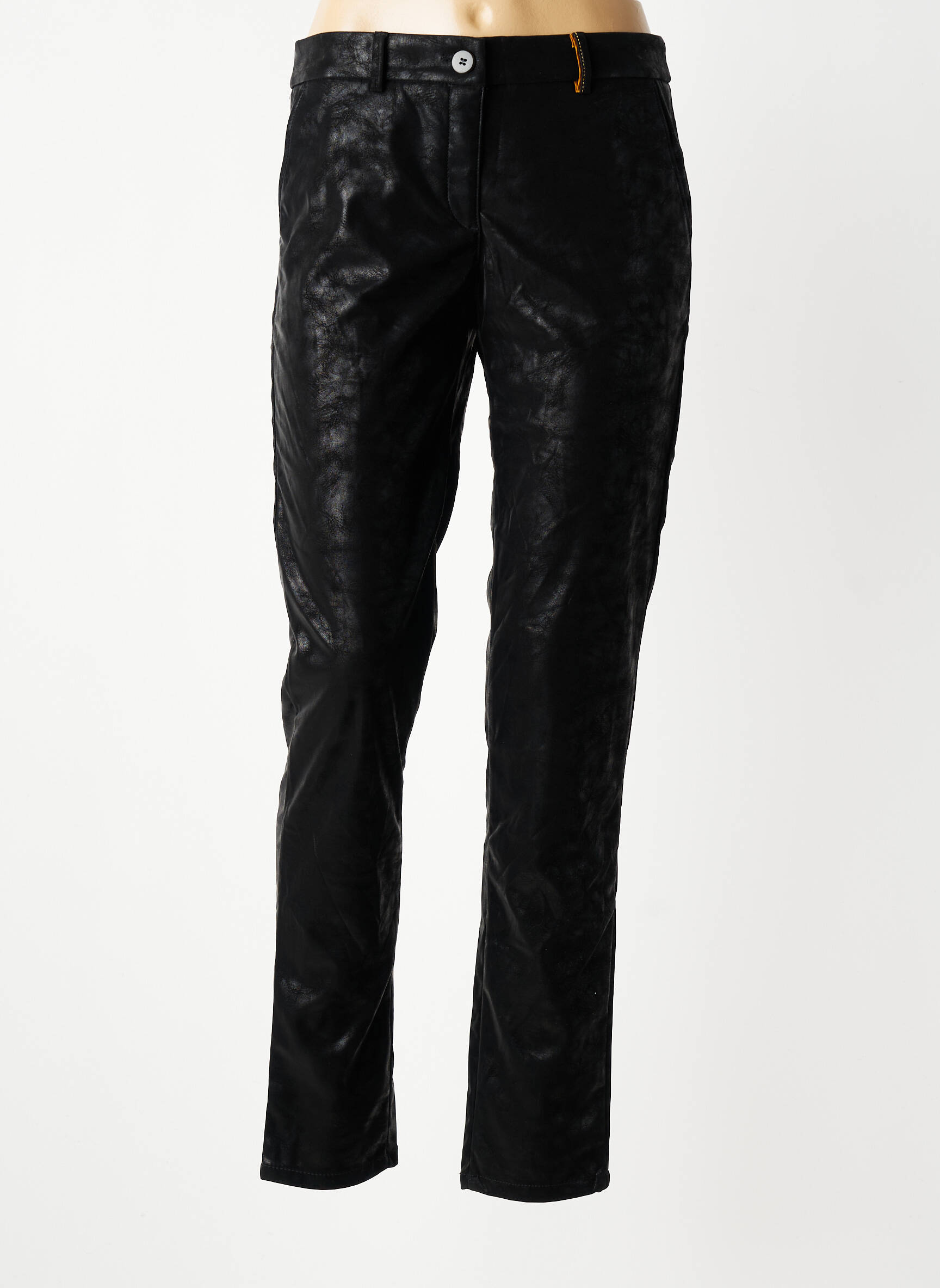 Pantalon chino fermeture zippée sous rabat boutonné taille normale noir COUTURIST femme