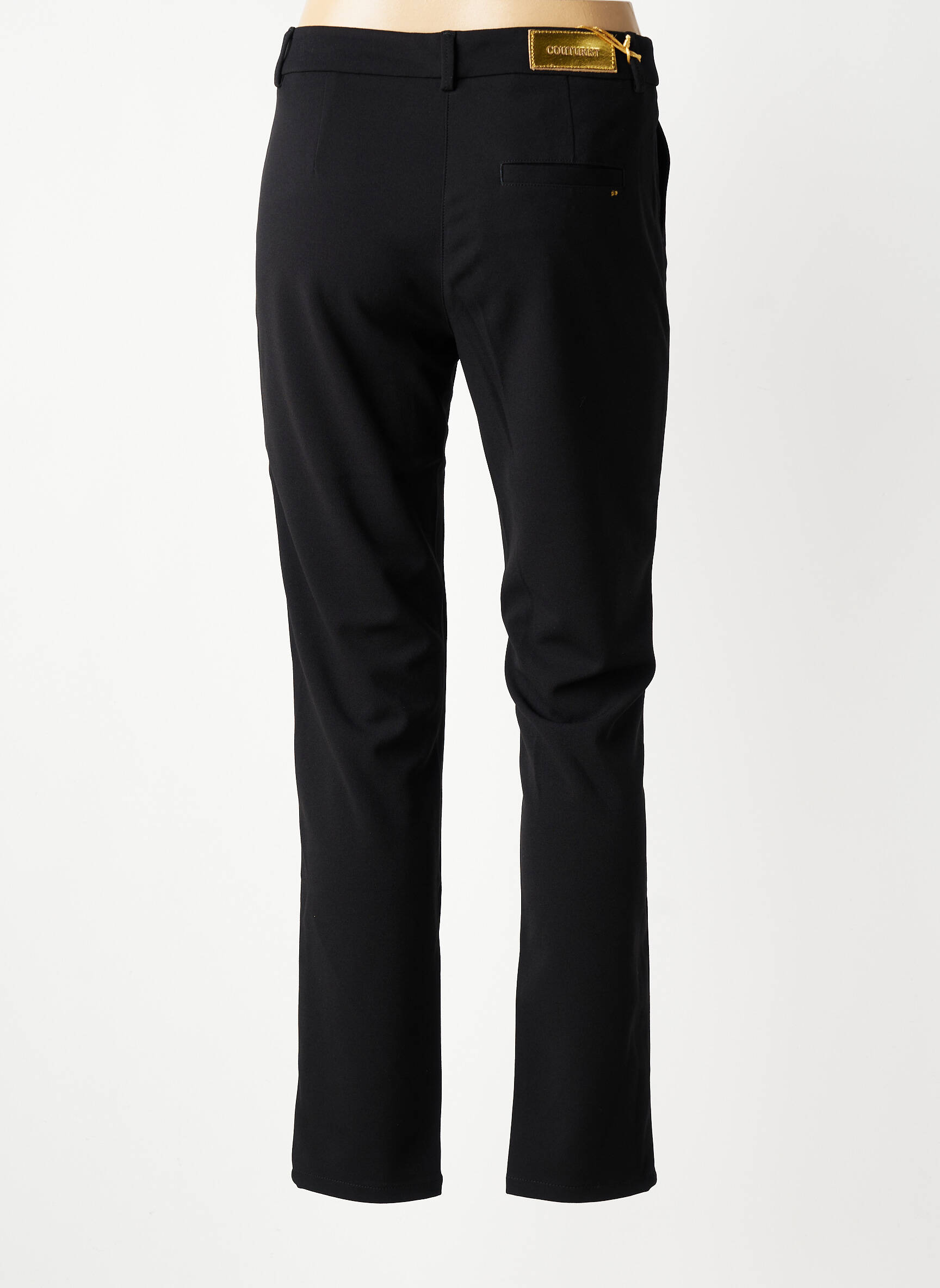 Pantalon chino fermeture zippée sous rabat boutonné taille normale noir COUTURIST femme