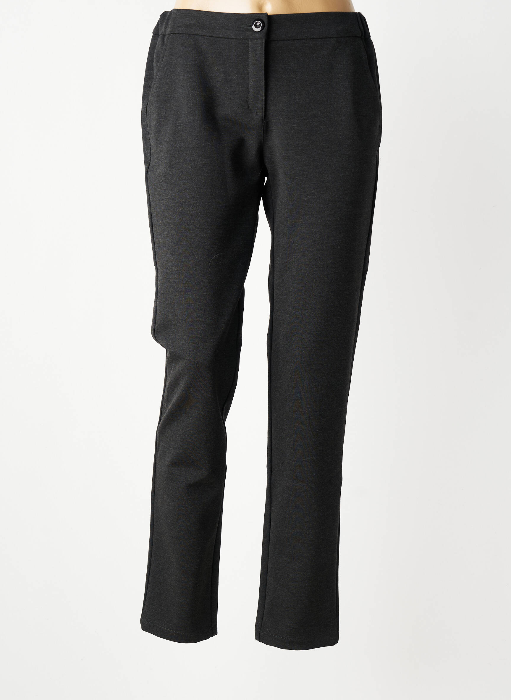 Pantalon chino fermeture zippée sous rabat boutonné taille normale gris COUTURIST femme