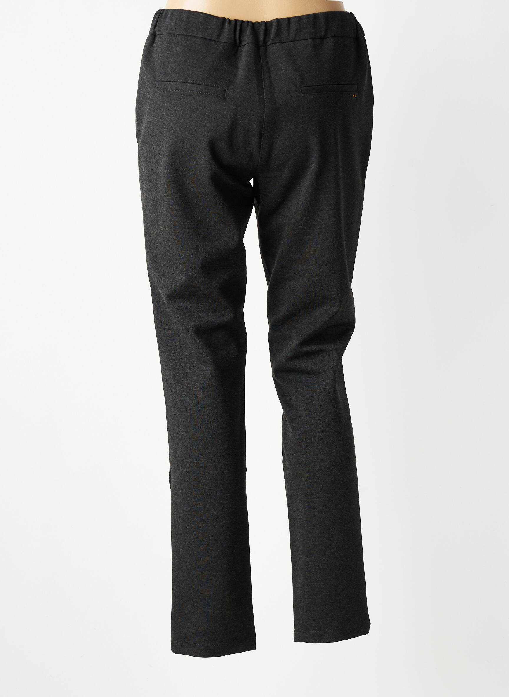 Pantalon chino fermeture zippée sous rabat boutonné taille normale gris COUTURIST femme