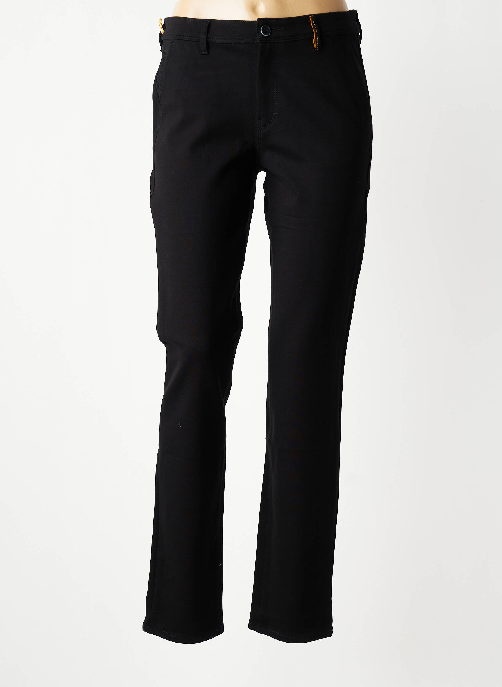 Pantalon chino fermeture zippée sous rabat boutonné taille normale noir COUTURIST femme
