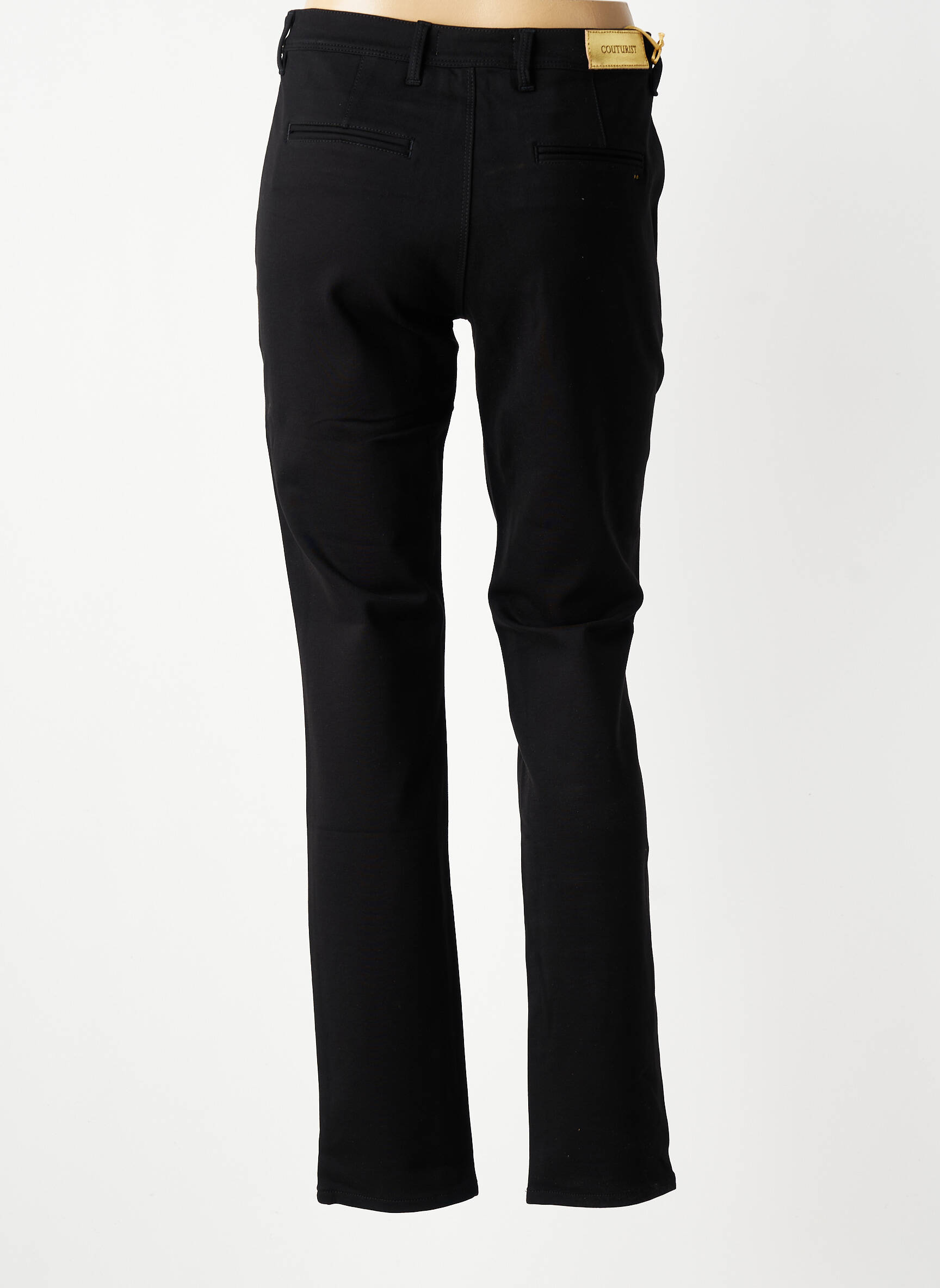Pantalon chino fermeture zippée sous rabat boutonné taille normale noir COUTURIST femme