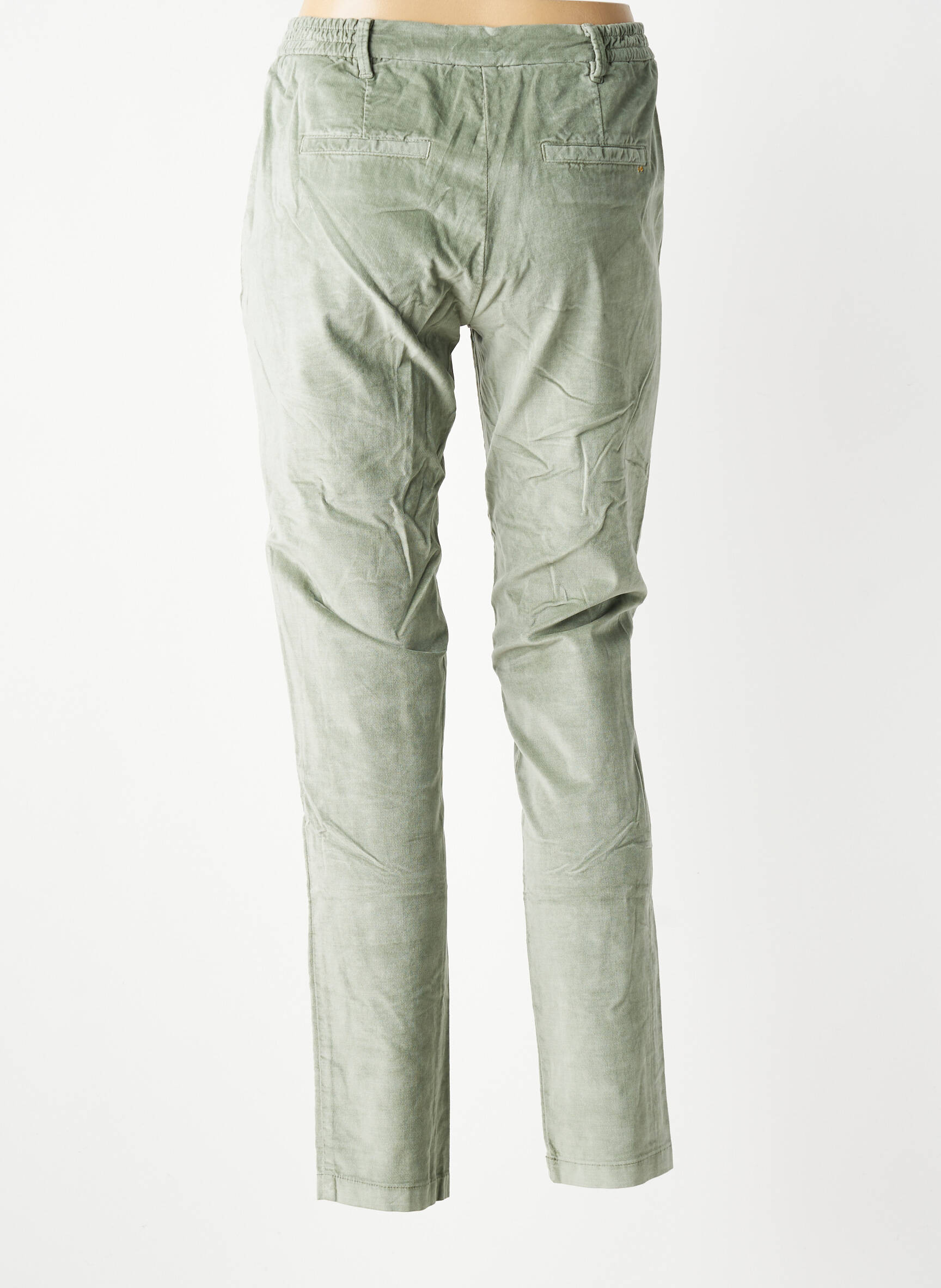Pantalon chino fermeture zippée sous rabat boutonné taille normale vert COUTURIST femme
