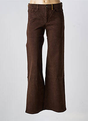 Pantalon flare fermeture zippée sous rabat boutonné marron COUTURIST femme