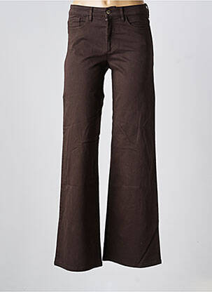 Pantalon flare fermeture zippée sous rabat boutonné marron fonce COUTURIST femme