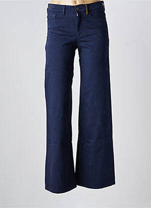 Pantalon flare fermeture zippée sous rabat boutonné bleu COUTURIST femme