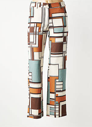 Pantalon droit fermeture zippée sous rabat boutonné bleu COUTURIST femme