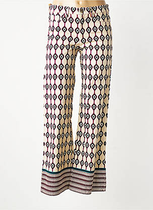 Pantalon flare fermeture zippée sous rabat boutonné beige COUTURIST femme