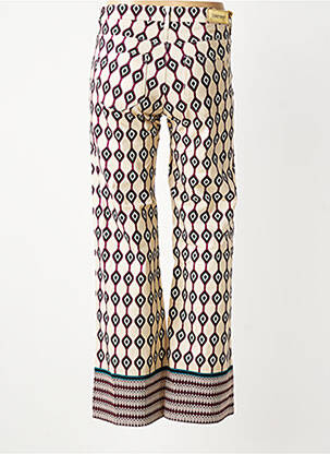 Pantalon flare fermeture zippée sous rabat boutonné beige COUTURIST femme