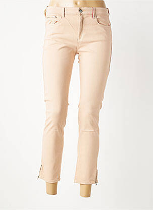 Pantalon 7/8 fermeture zippée sous rabat boutonné beige COUTURIST femme