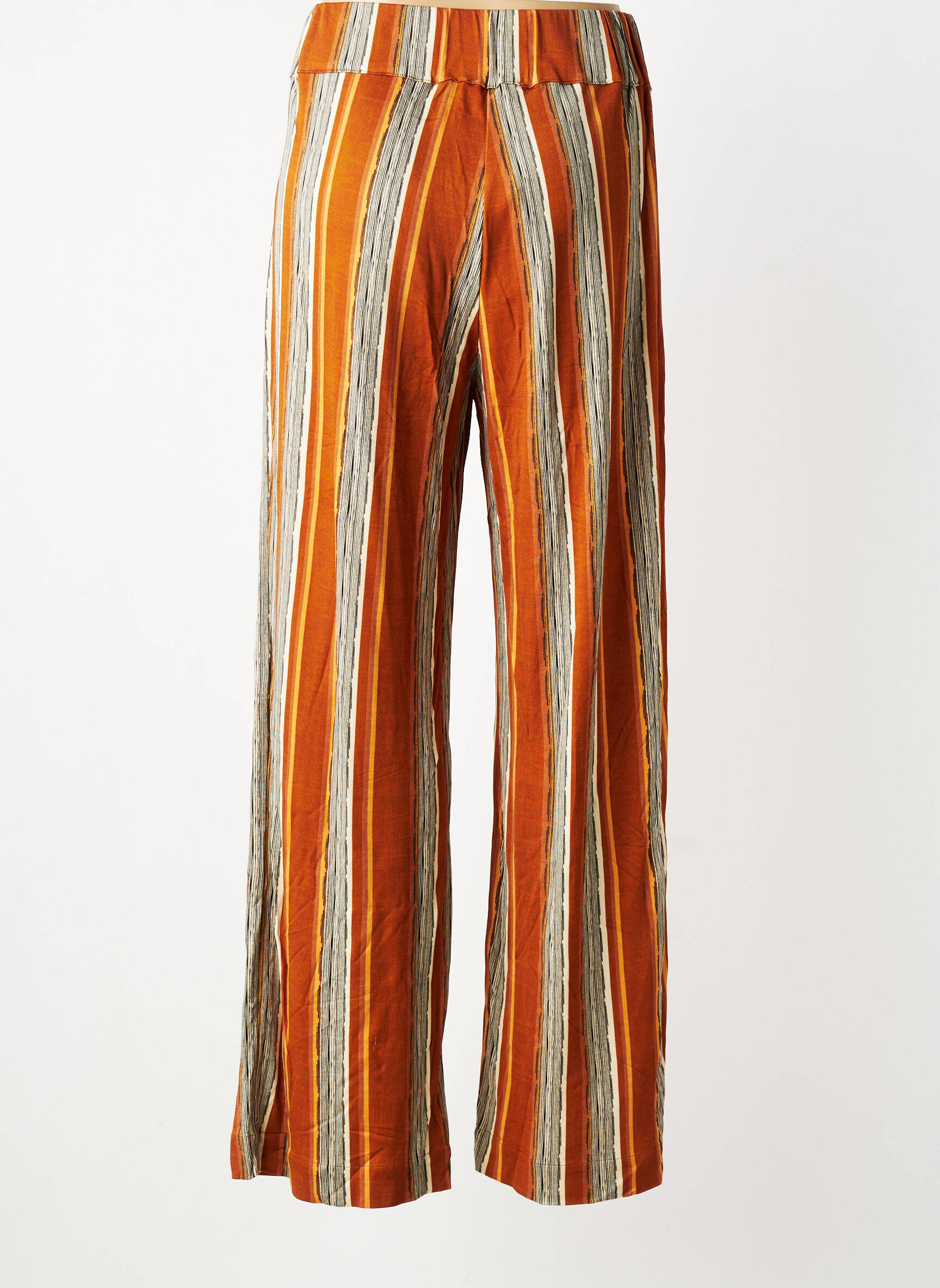 Pantalon droit taille élastique marron COUTURIST femme