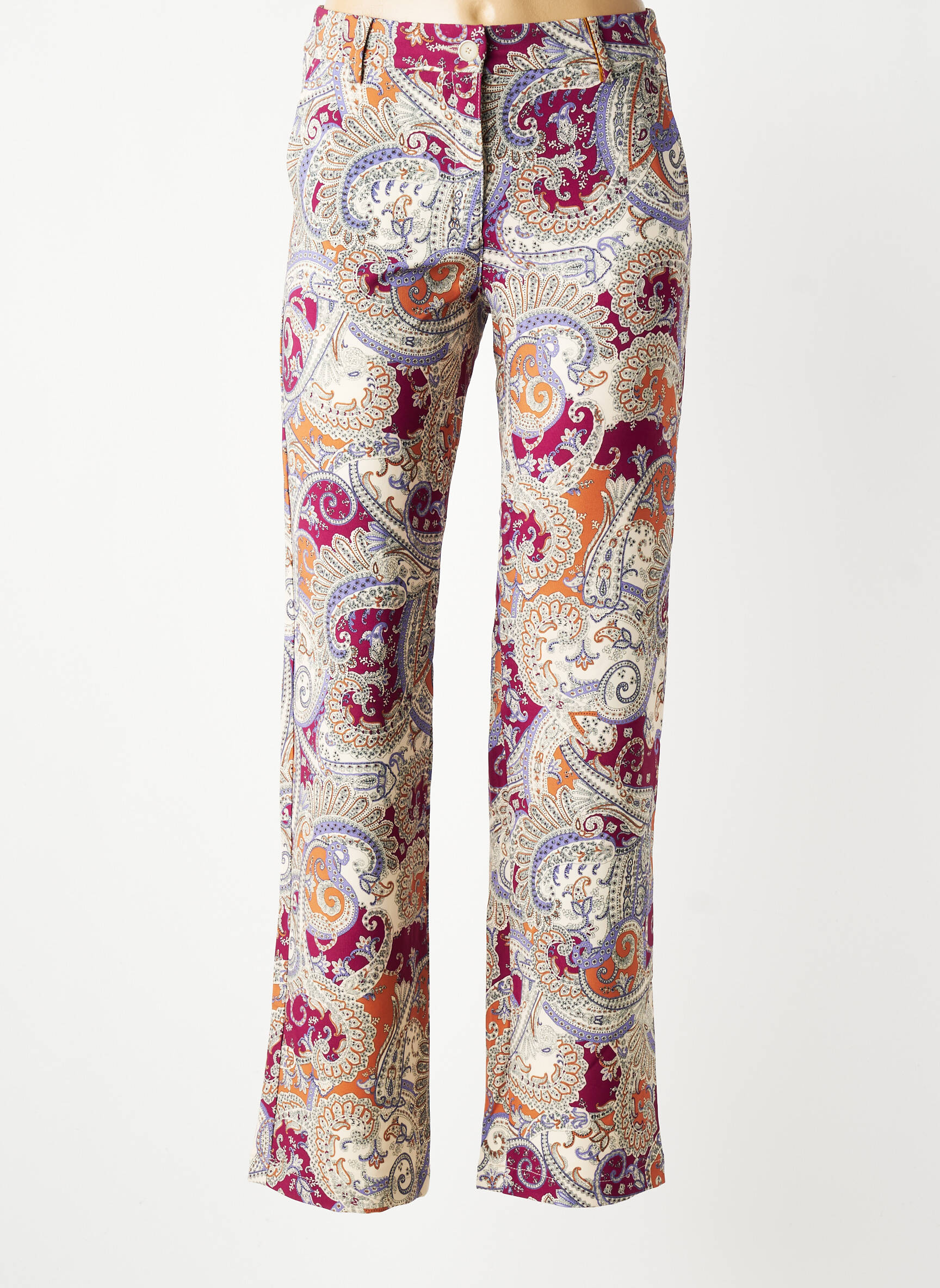 Pantalon droit fermeture zippée sous rabat boutonné violet COUTURIST femme