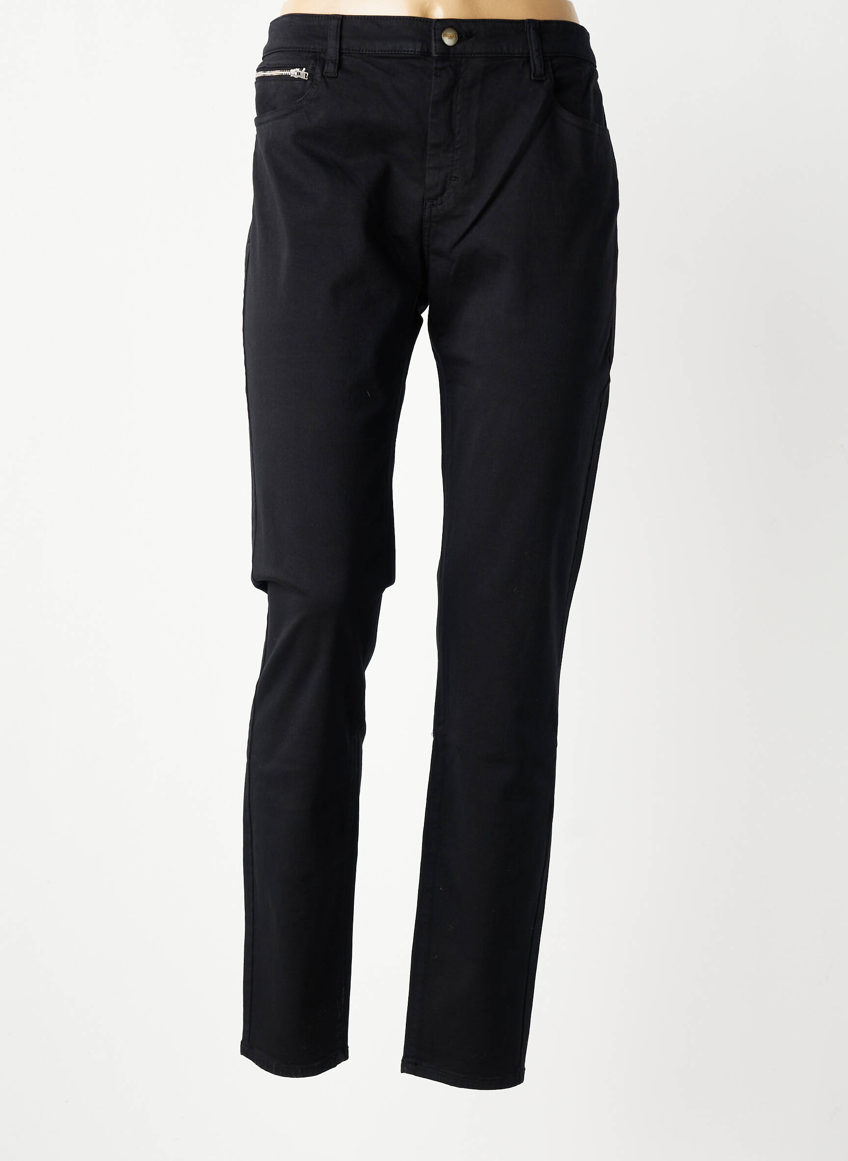 Pantalon slim tissage popeline taille normale noir COUTURIST femme