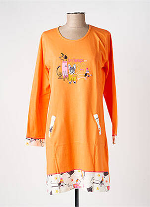 Chemise de nuit manches longues orange ROSE POMME femme
