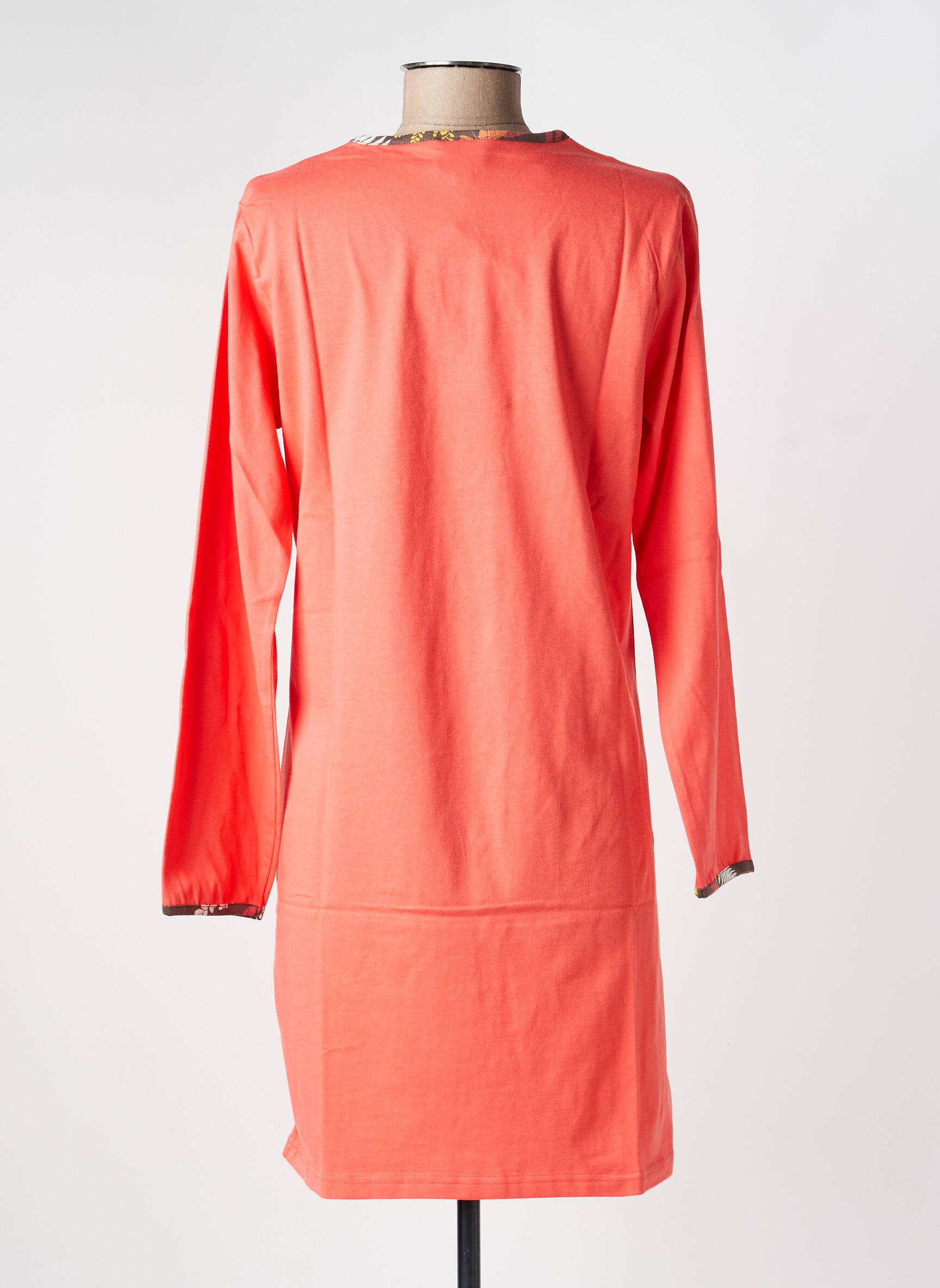 Chemise de nuit manches longues orange ROSE POMME femme