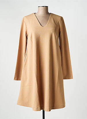 Robe mi-longue manches longues manches longues beige COUTURIST femme