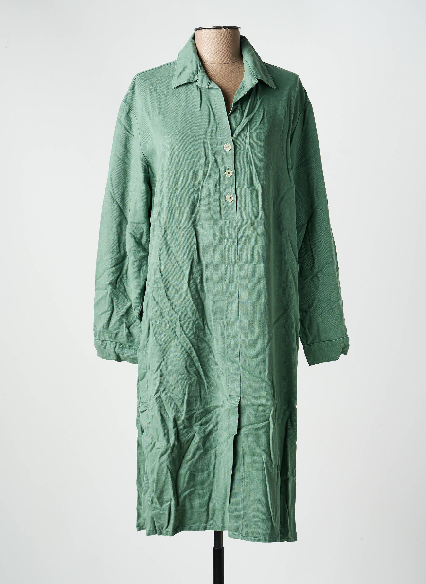 Robe mi-longue manches longues manches longues vert COUTURIST femme