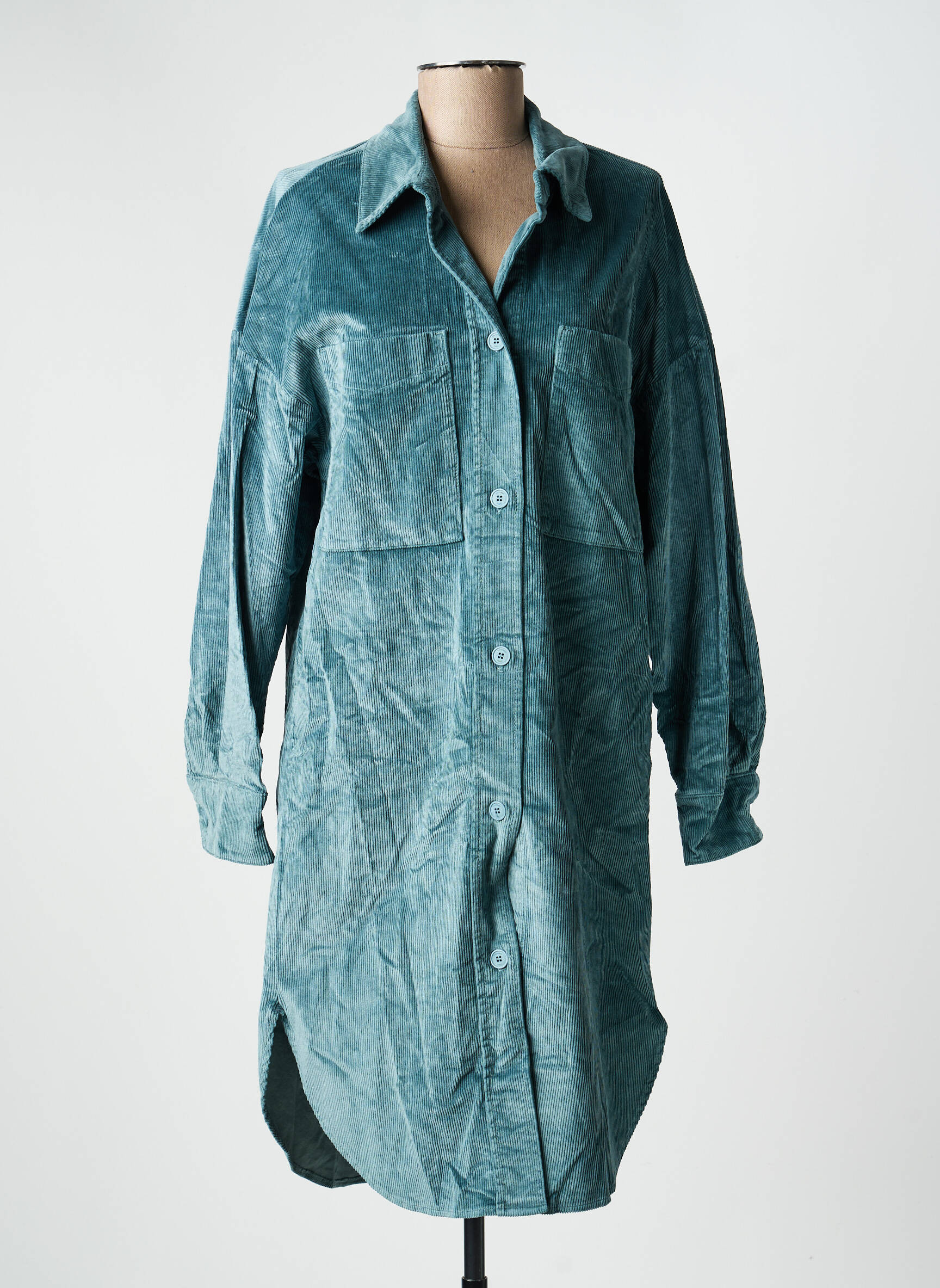 Robe mi-longue manches longues manches longues bleu COUTURIST femme