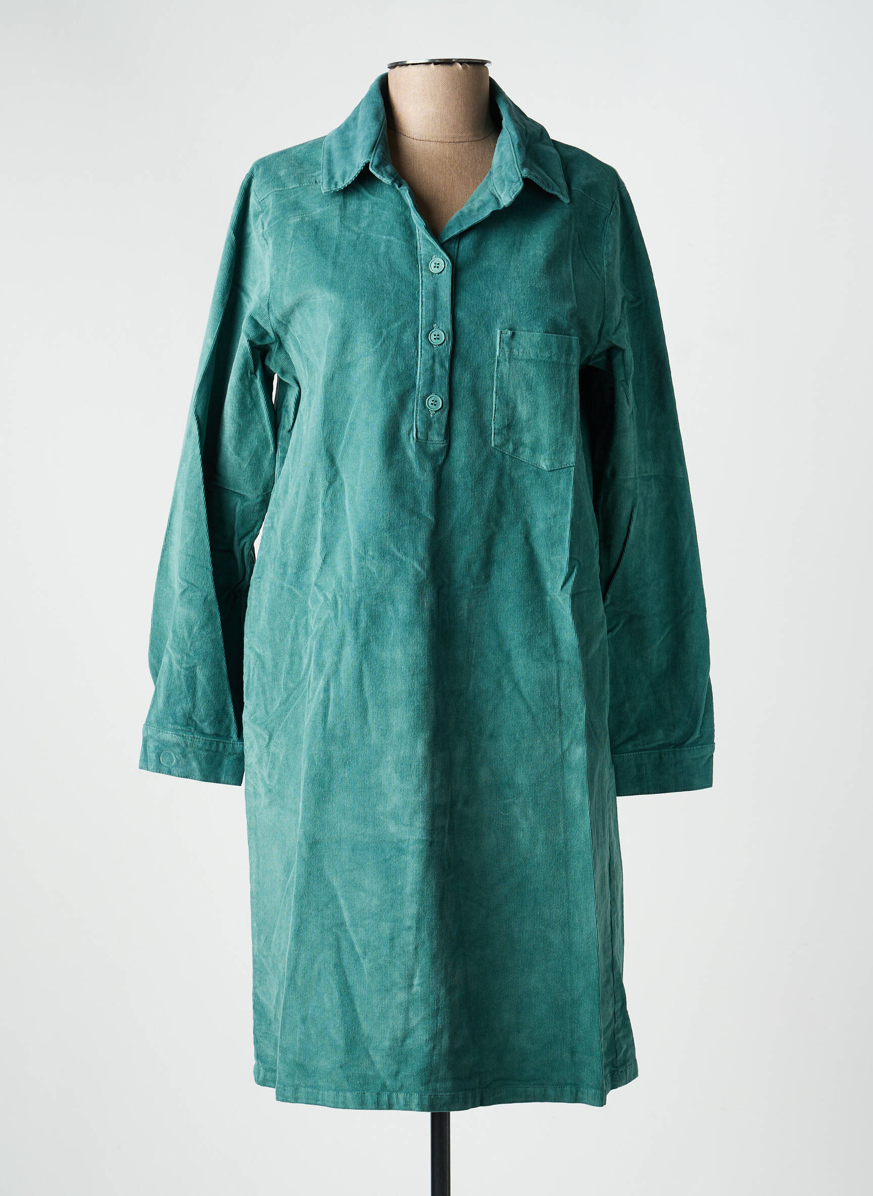 Robe mi-longue manches longues manches longues bleu COUTURIST femme