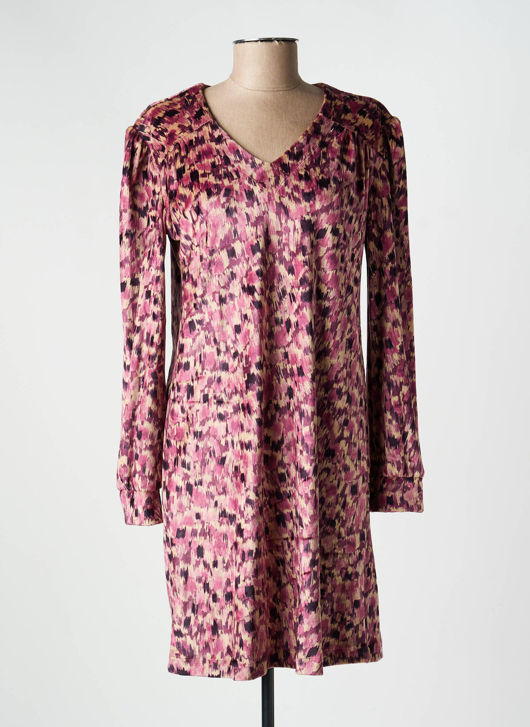 Robe mi-longue coupe fluide manches longues violet COUTURIST femme