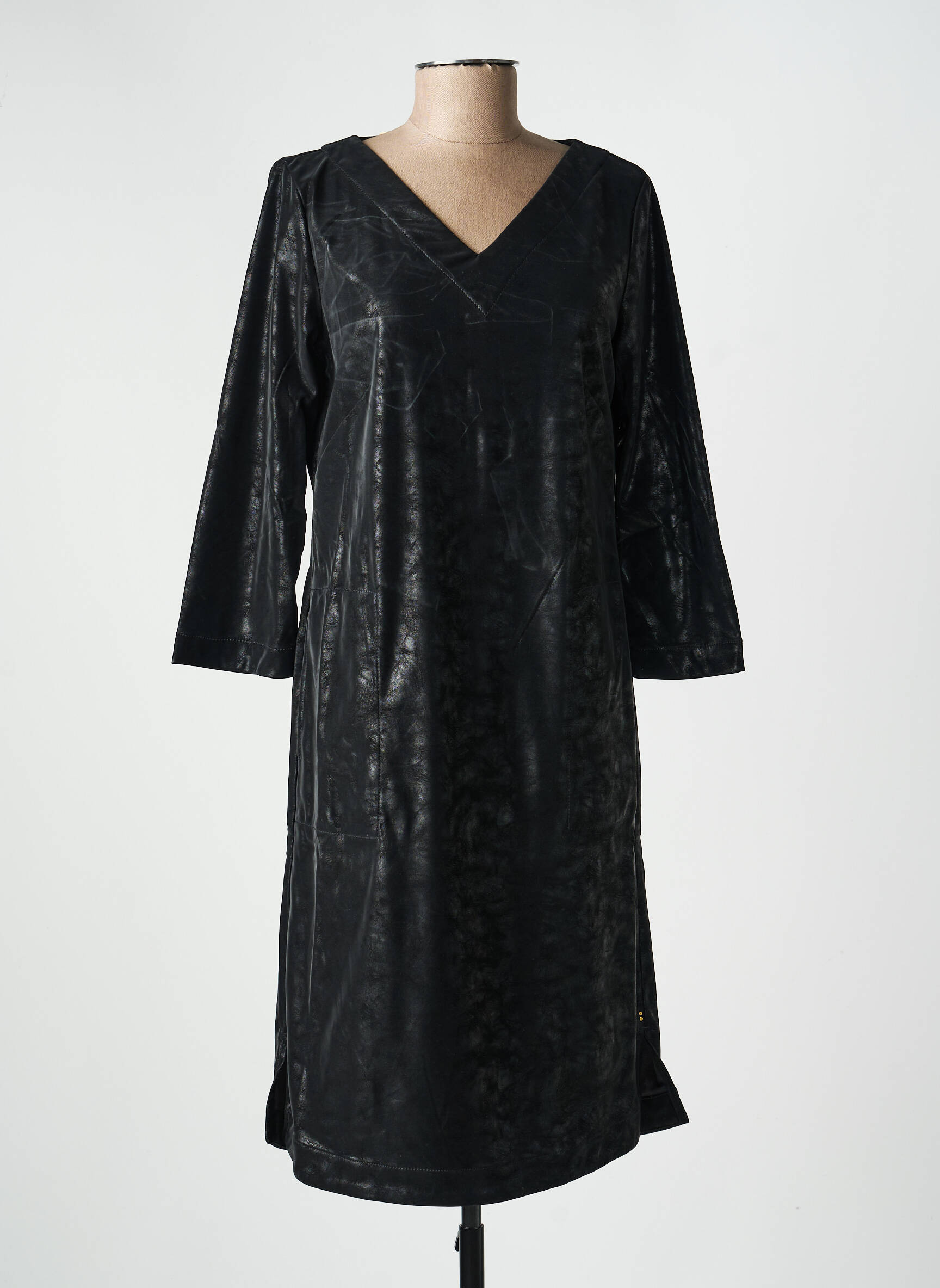 Robe mi-longue manches longues manches longues noir COUTURIST femme