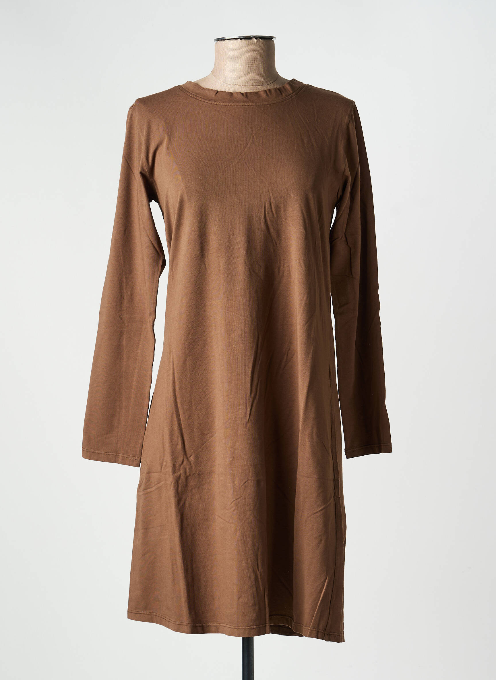 Robe mi-longue manches longues manches longues marron COUTURIST femme