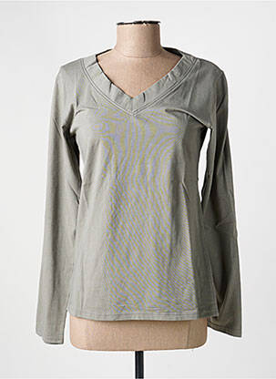 Top col v manches longues gris COUTURIST femme