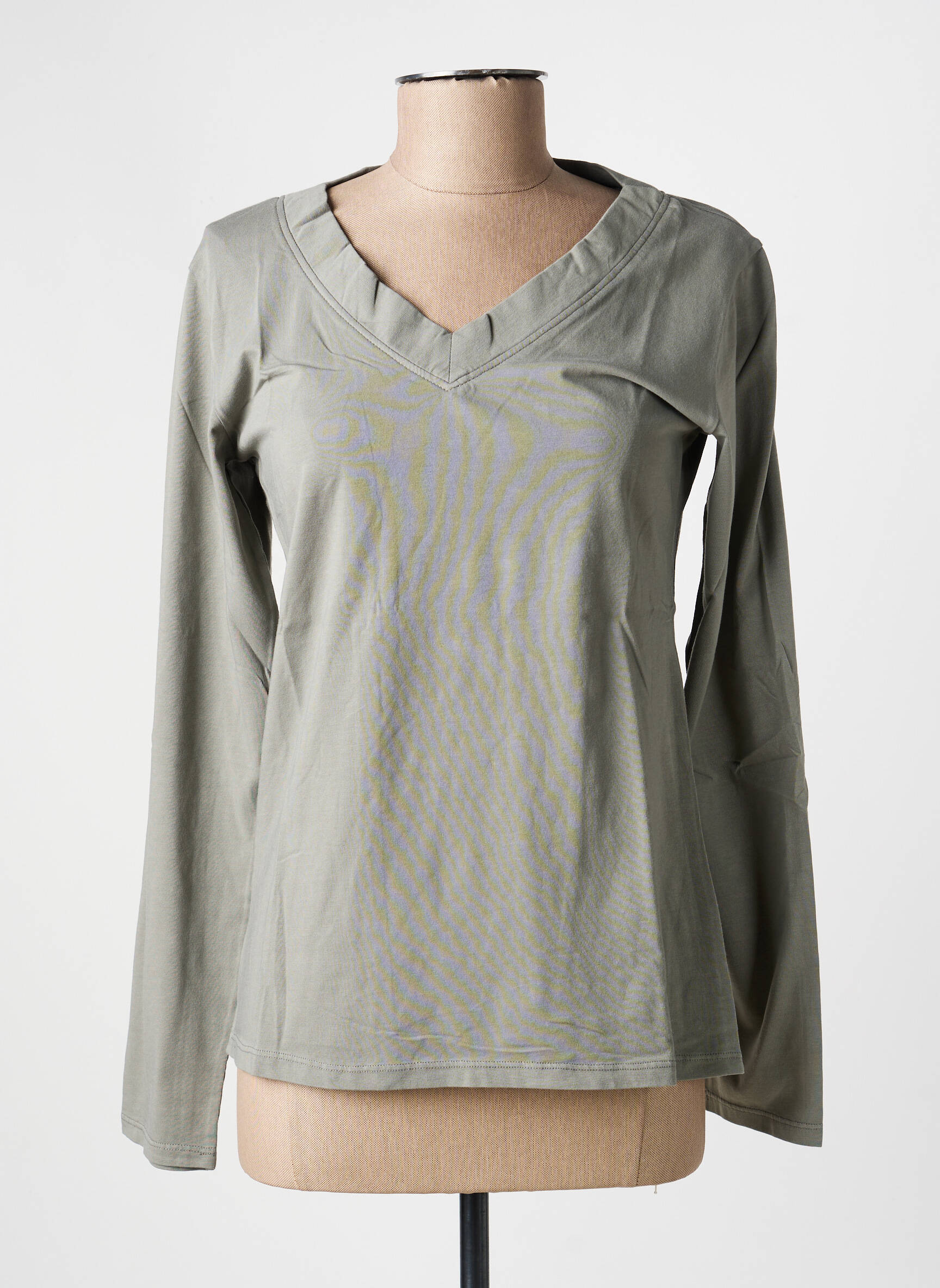 Top col v manches longues gris COUTURIST femme