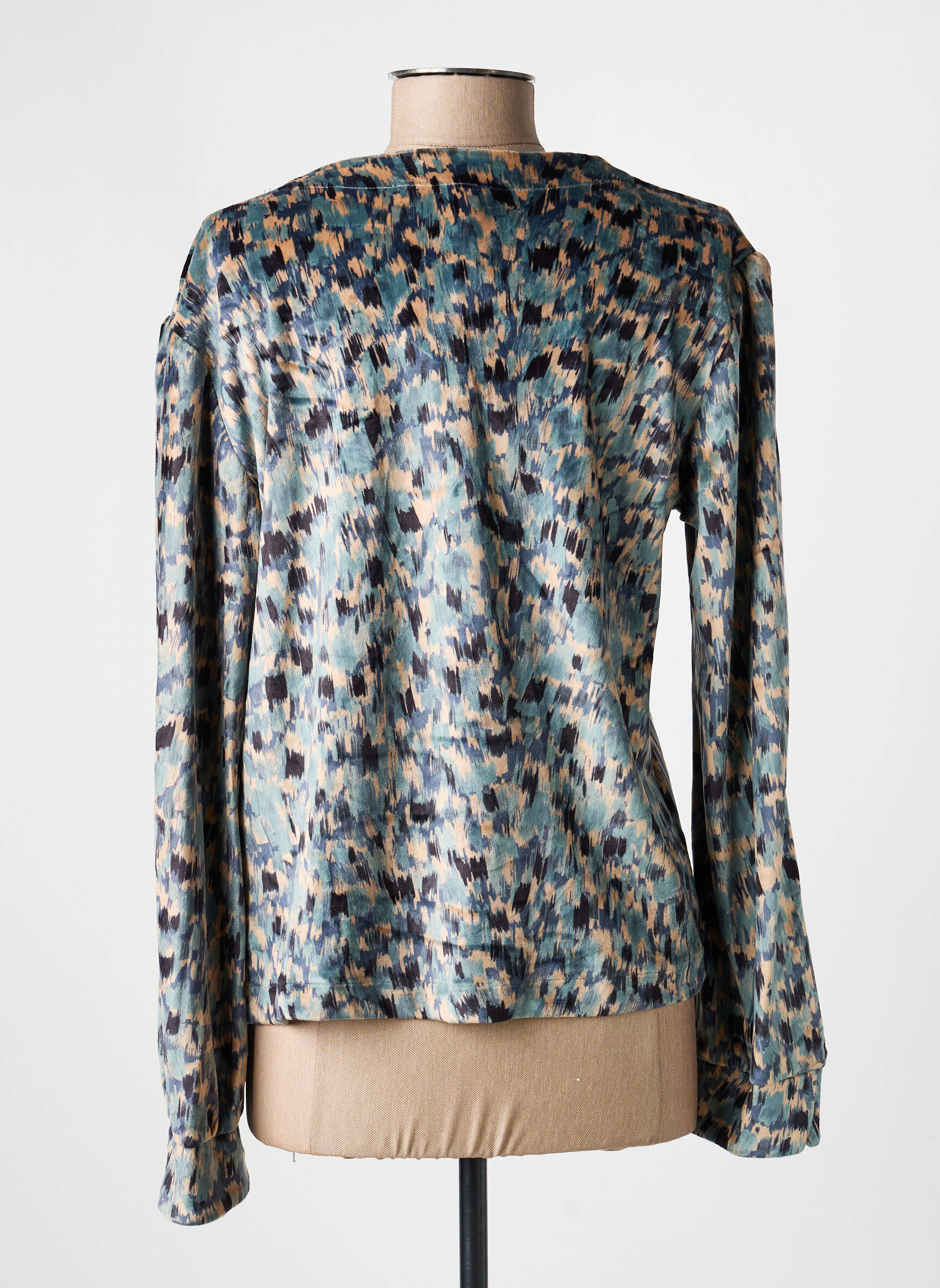 Top imprimé fantaisie manches longues gris COUTURIST femme
