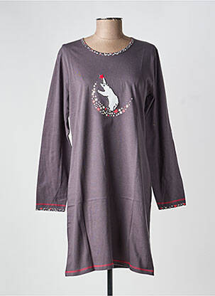 Chemise de nuit manches longues marron ROSE POMME femme