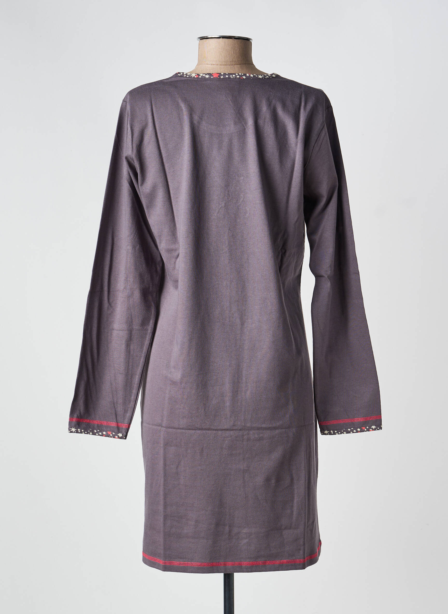 Chemise de nuit manches longues marron ROSE POMME femme