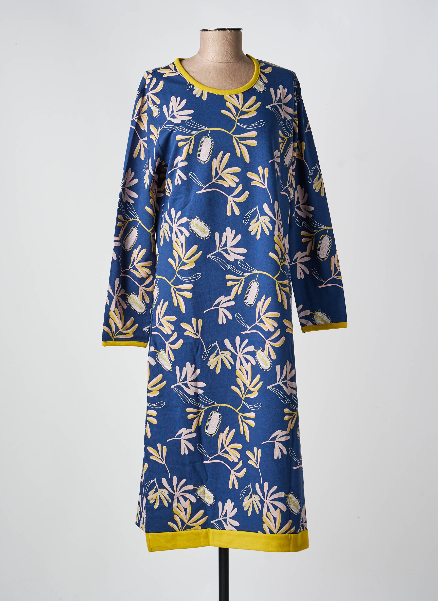 Chemise de nuit manches longues bleu ROSE POMME femme