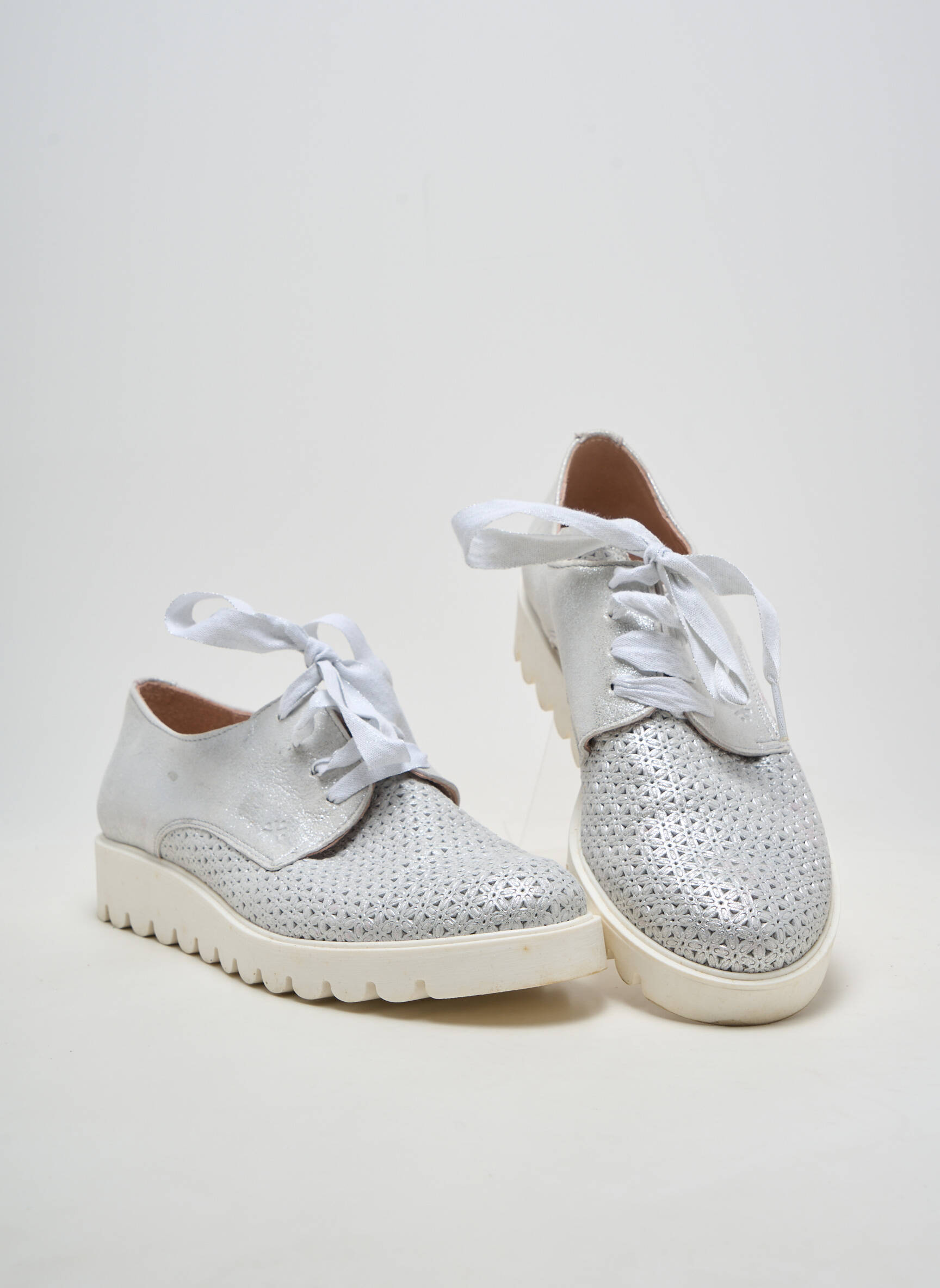 Baskets nubuck talon de 4 à 6cm argent ACEBOS femme
