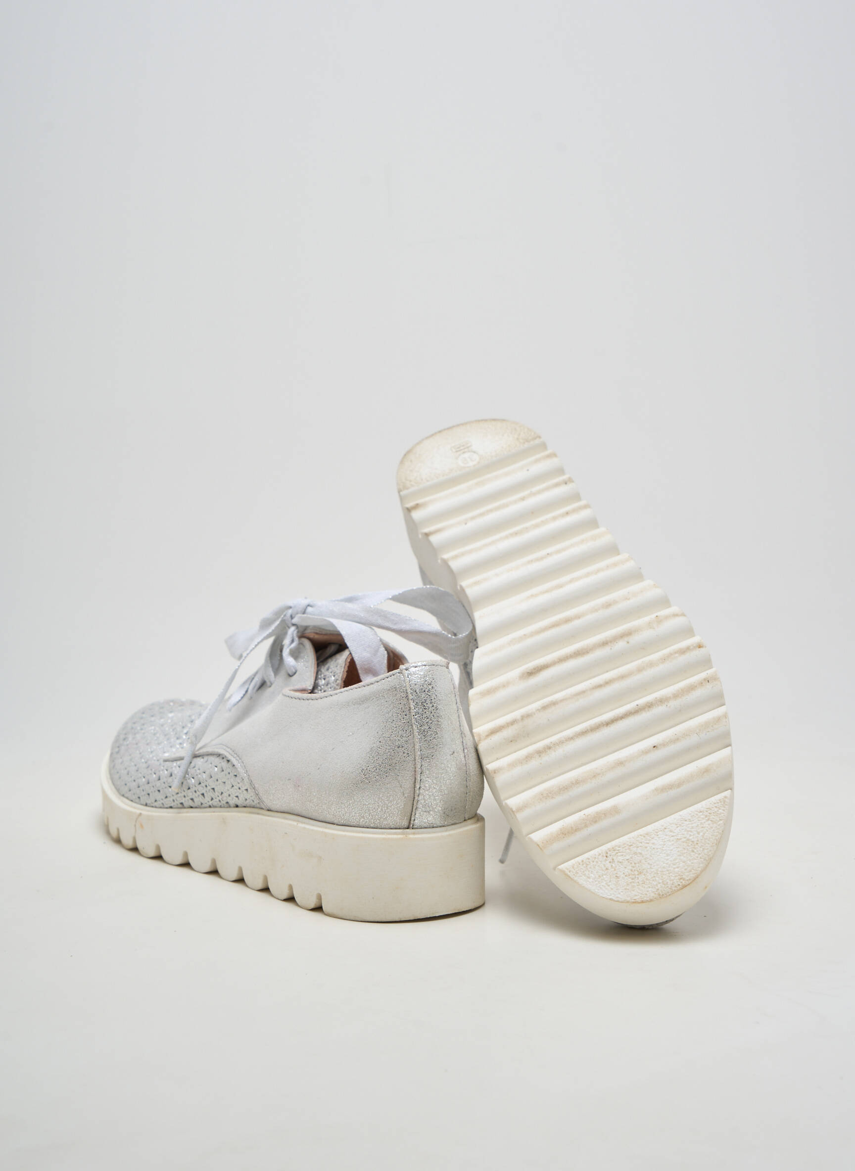 Baskets nubuck talon de 4 à 6cm argent ACEBOS femme