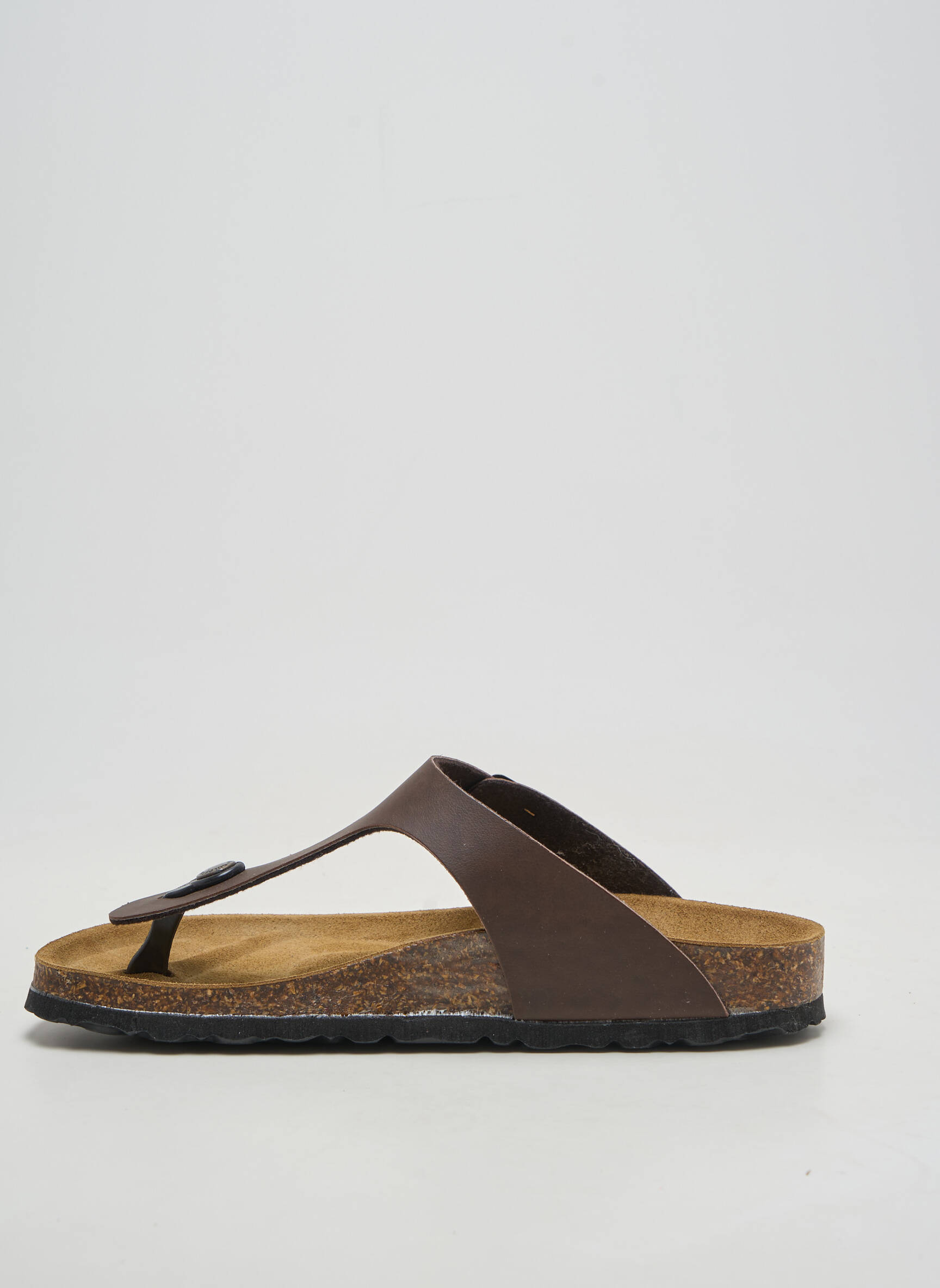 Tongs matière lisse talon plat jusqu'à 3cm marron GOLDSTAR femme