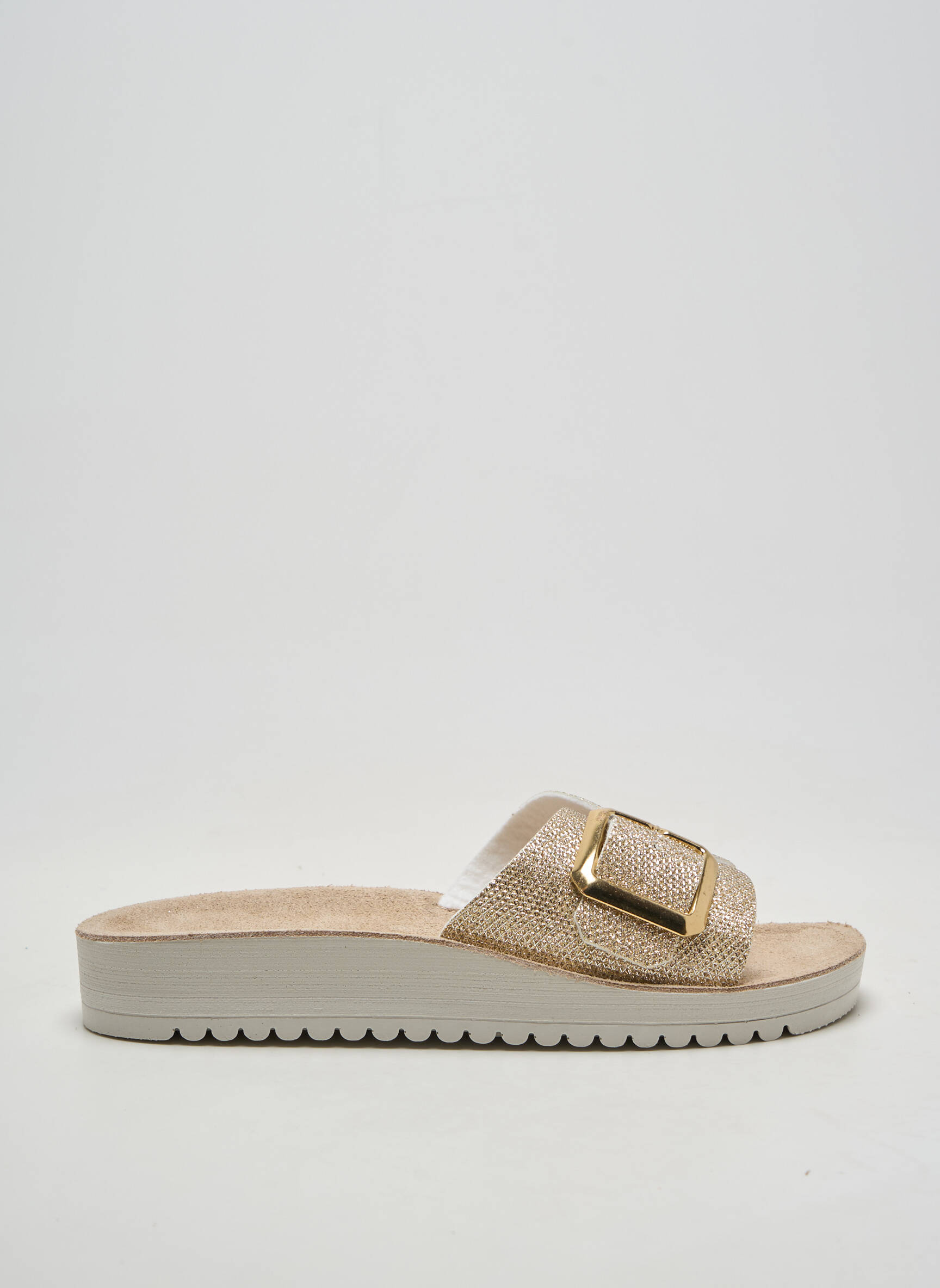 Mules/sabots tissage satiné talon plat jusqu'à 3cm or GOLDSTAR femme
