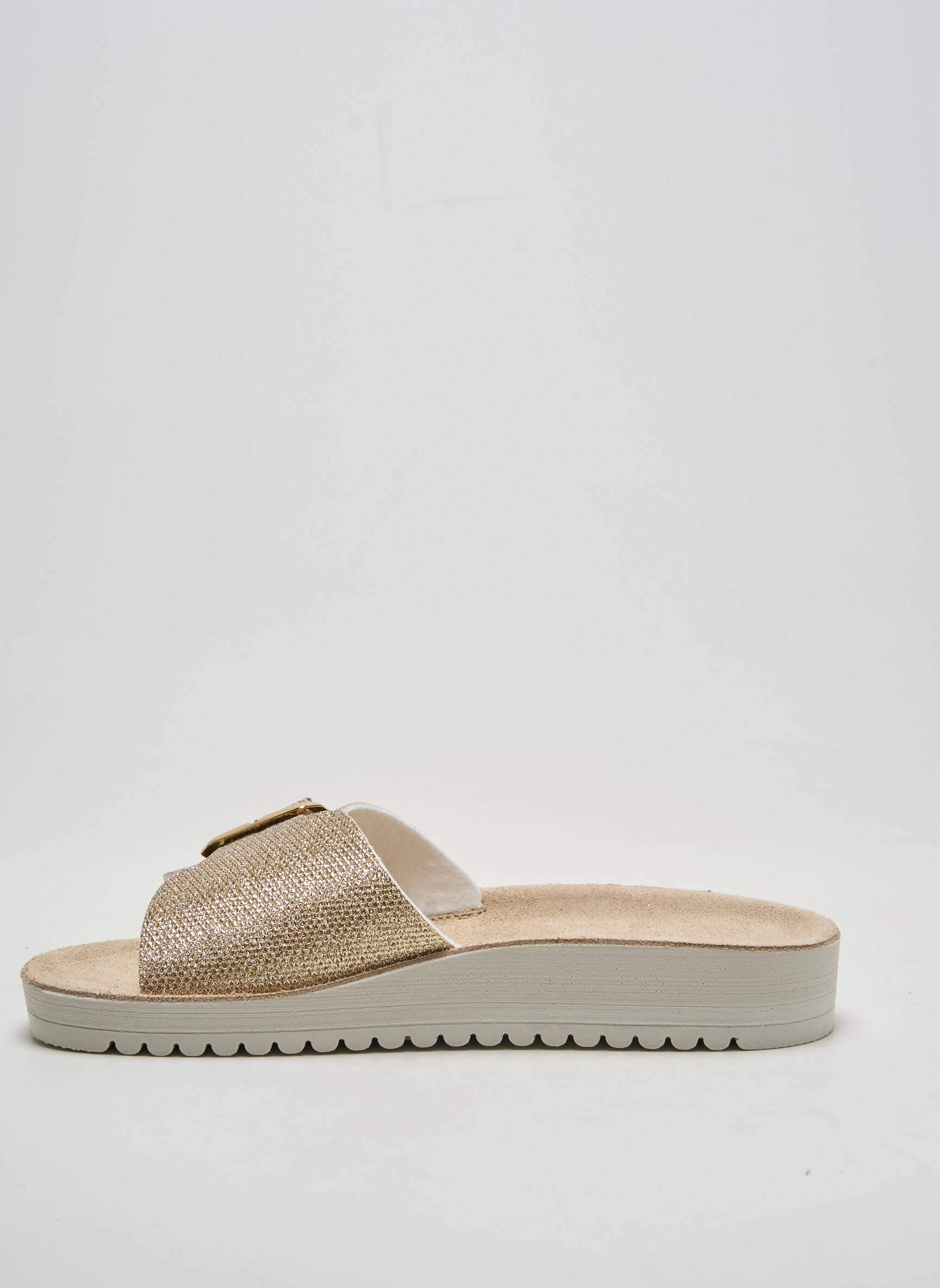 Mules/sabots tissage satiné talon plat jusqu'à 3cm or GOLDSTAR femme