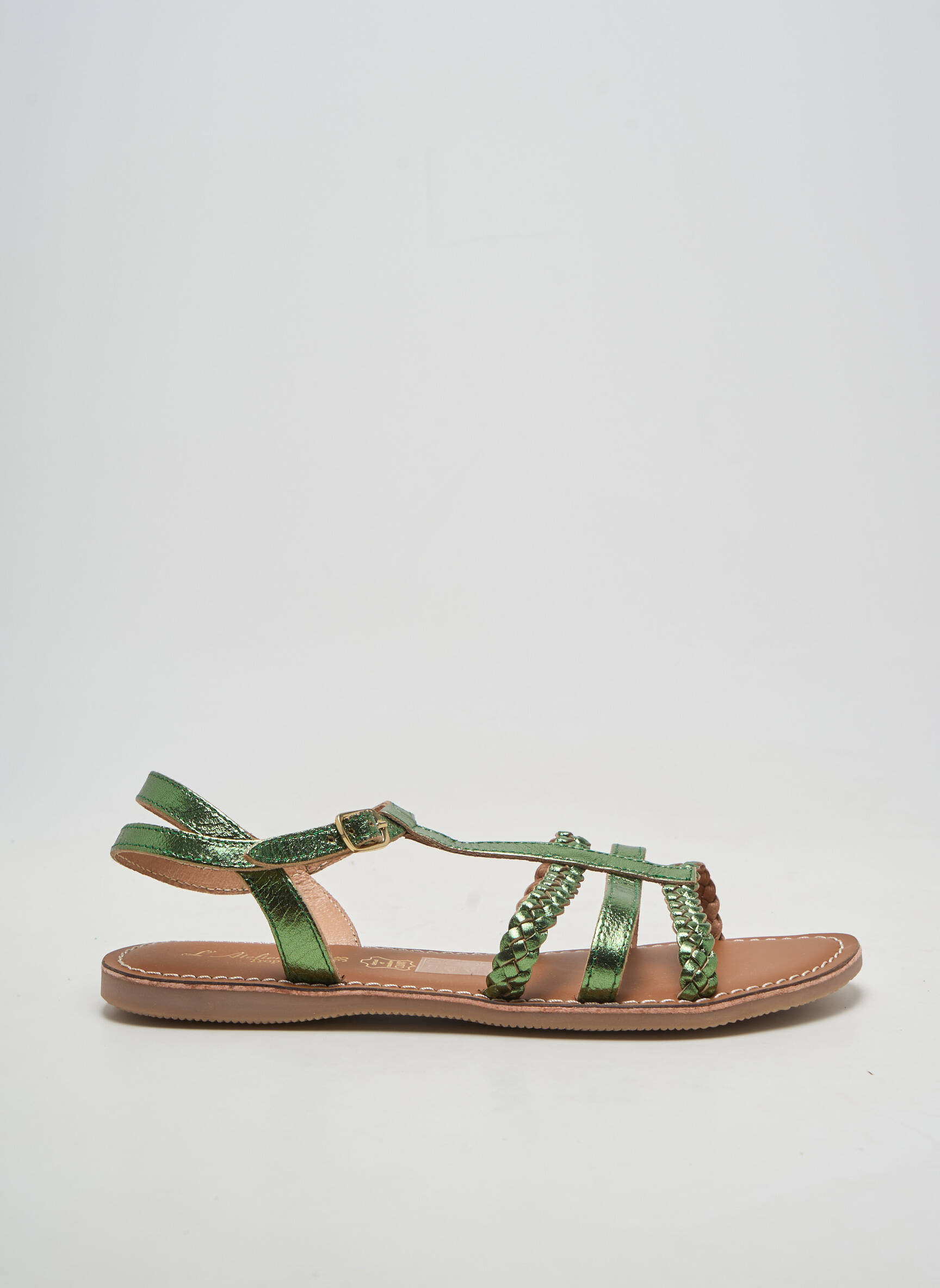 Sandales/nu pieds chiquet talon plat jusqu'à 3cm vert L'ATELIER TROPÉZIEN femme